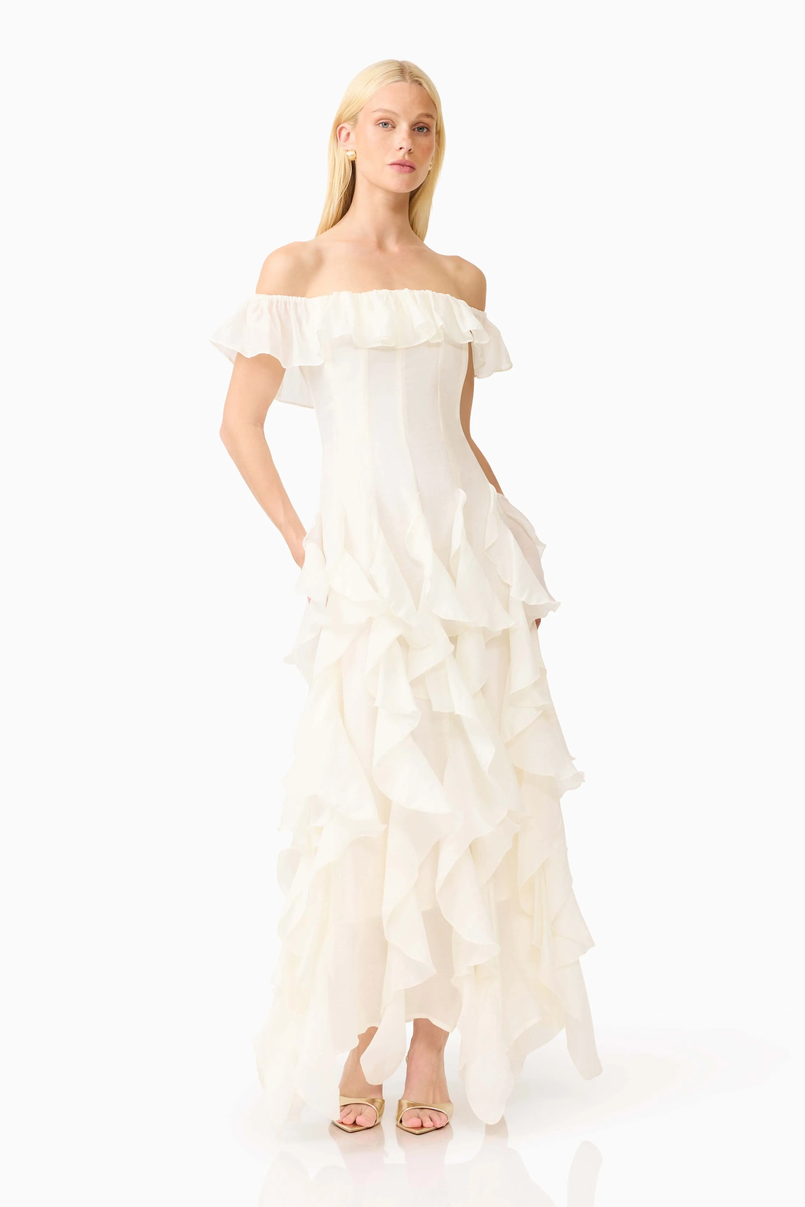 Yvette Off Shoulder Gown in White sold by Elliatt product image thumbnail 4