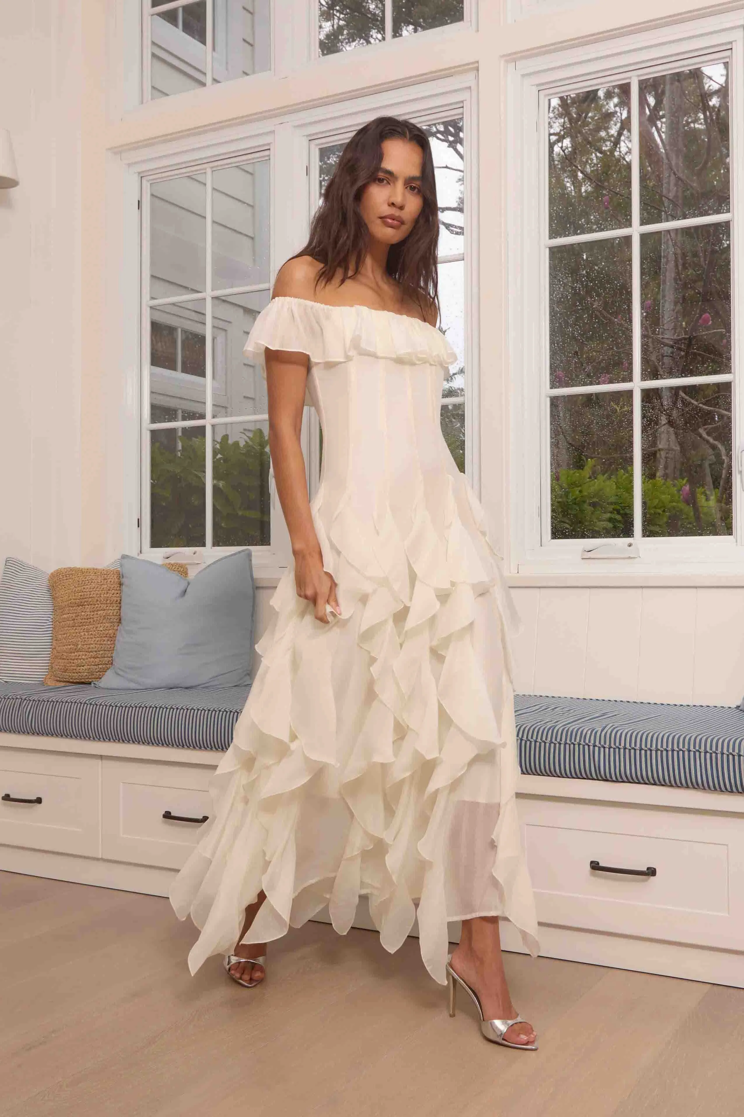 Yvette Off Shoulder Gown in White sold by Elliatt product image thumbnail 2