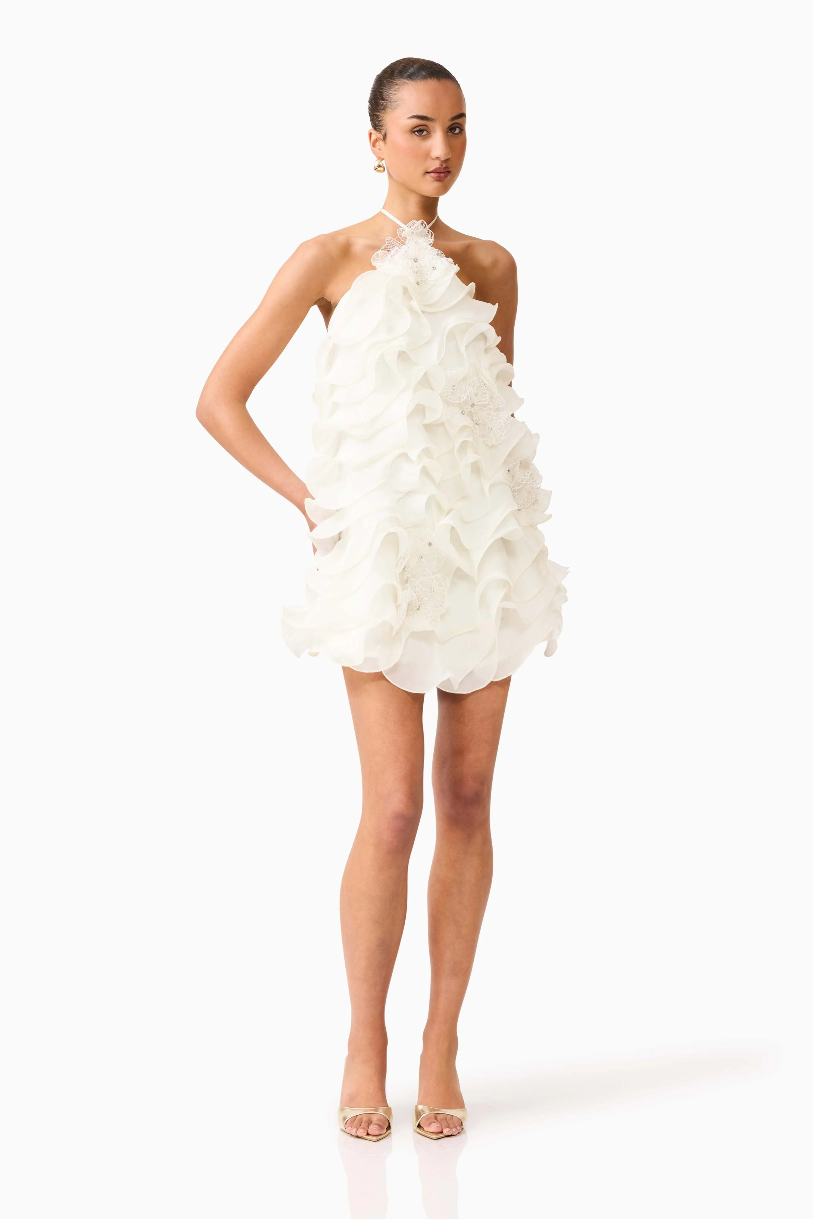 Yvette Halter Mini Dress in White sold by Elliatt product image thumbnail 4