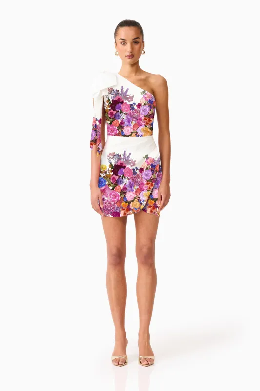 Alice One Shoulder Mini Dress in Ombre Floral made by Elliatt