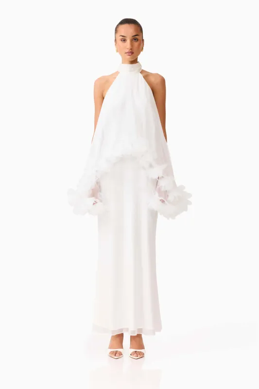 Poppy Cape Gown in White made by Elliatt