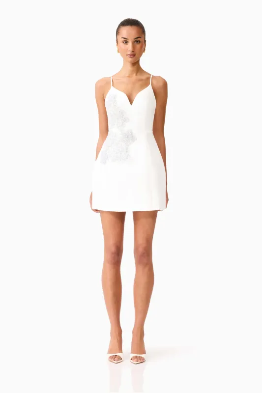 Stella Tulip Mini Dress in White made by Elliatt