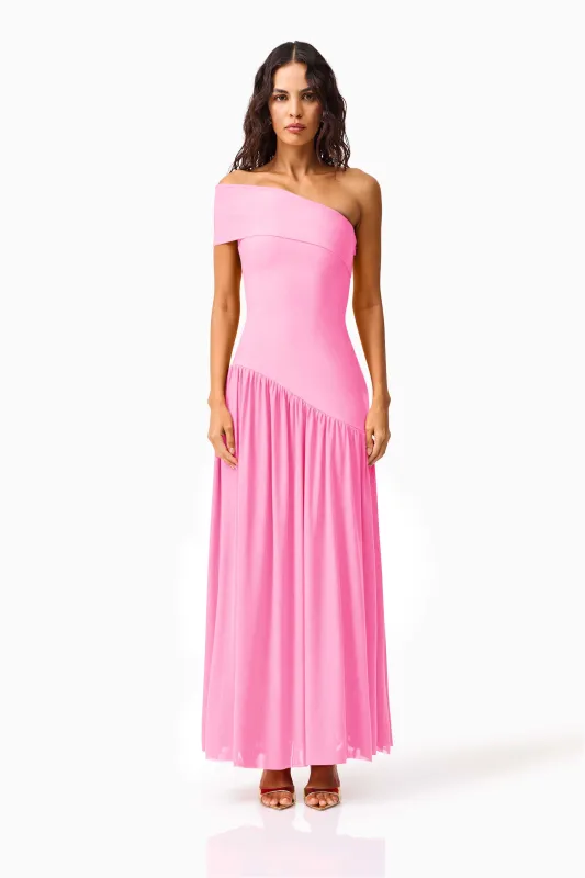 Jesselle Off The Shoulder Gown in Pink made by Elliatt
