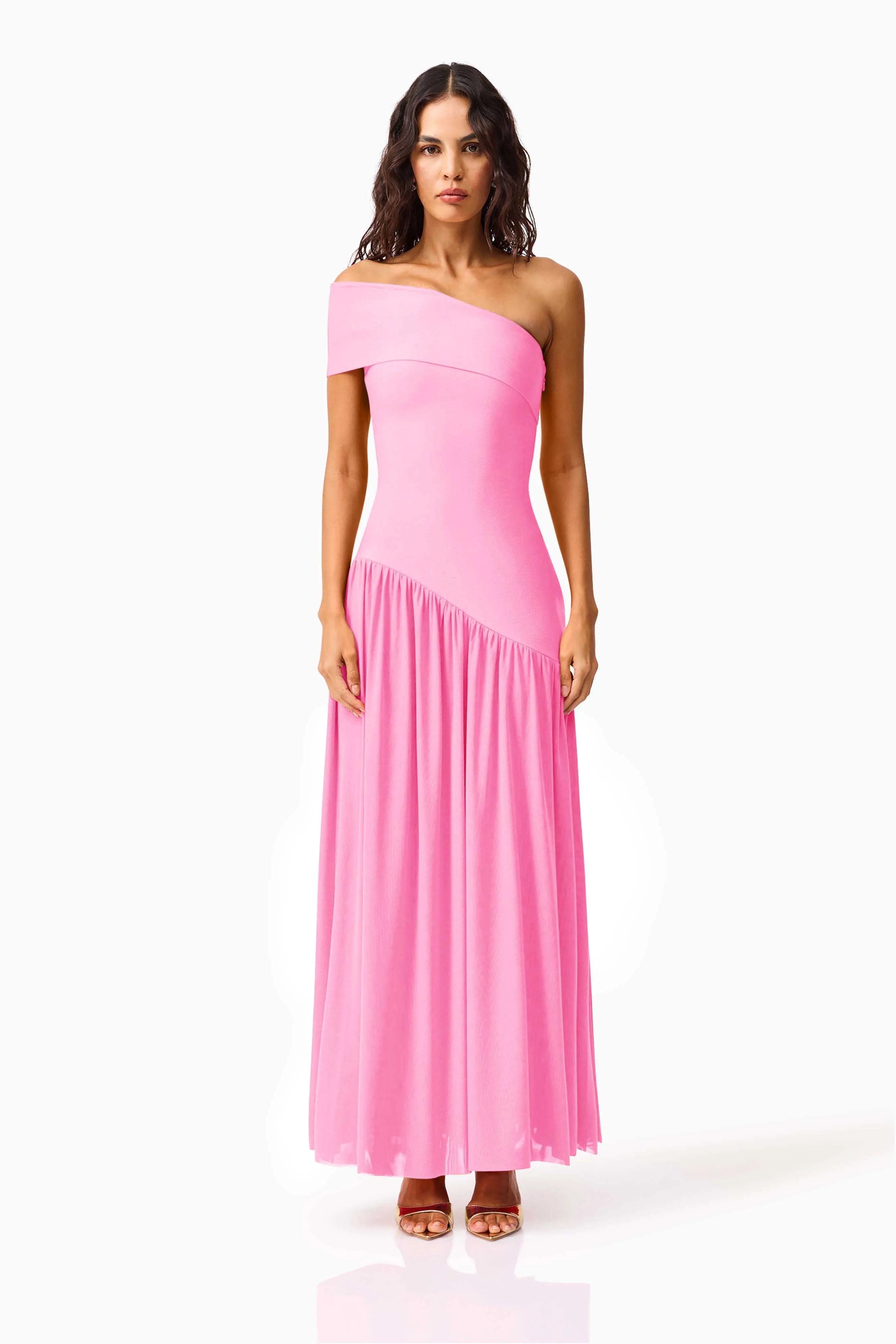 Jesselle Off The Shoulder Gown in Pink sold by Elliatt