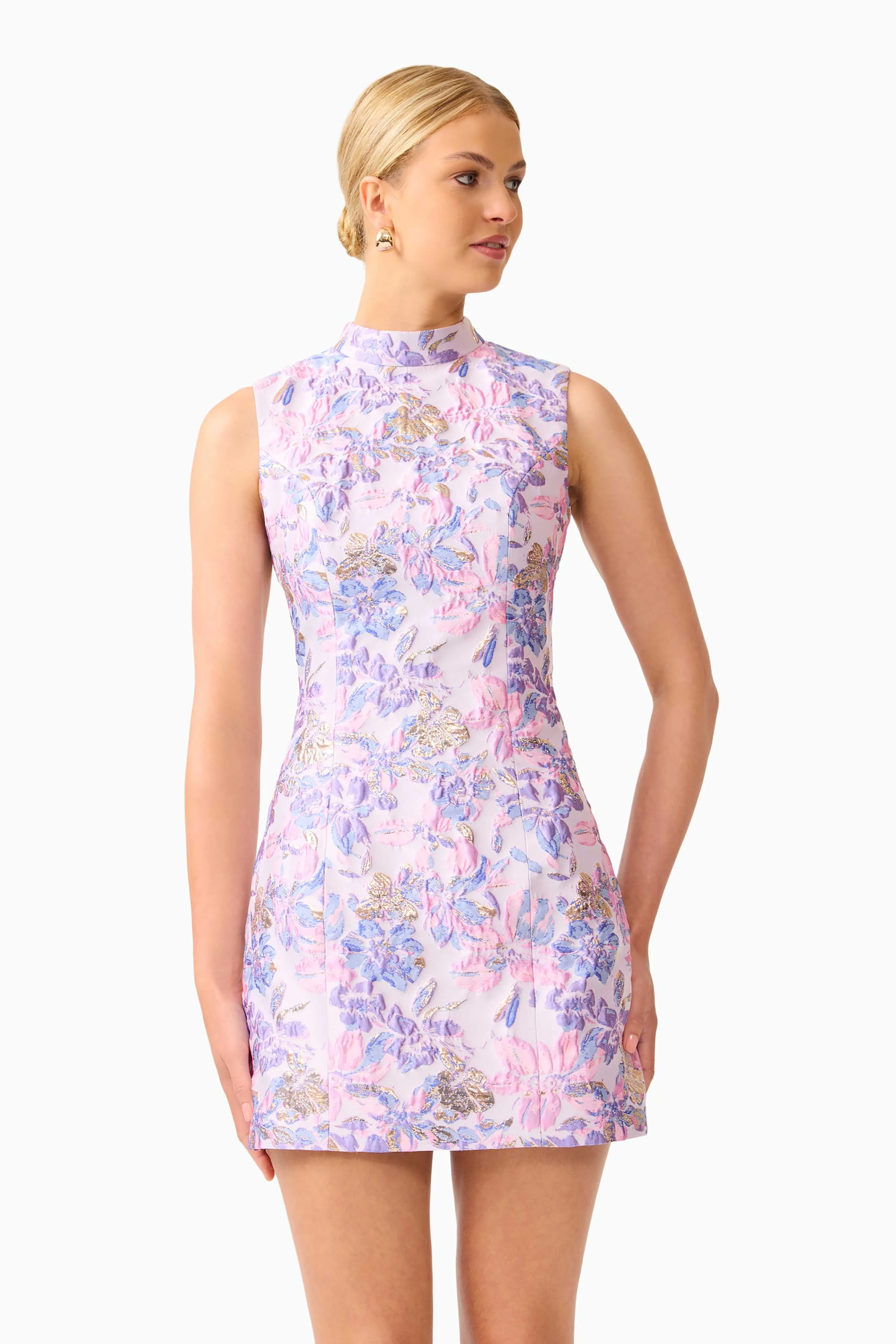 Marlene Shift Mini Dress in Pink & Purple Floral sold by Elliatt product image thumbnail 5