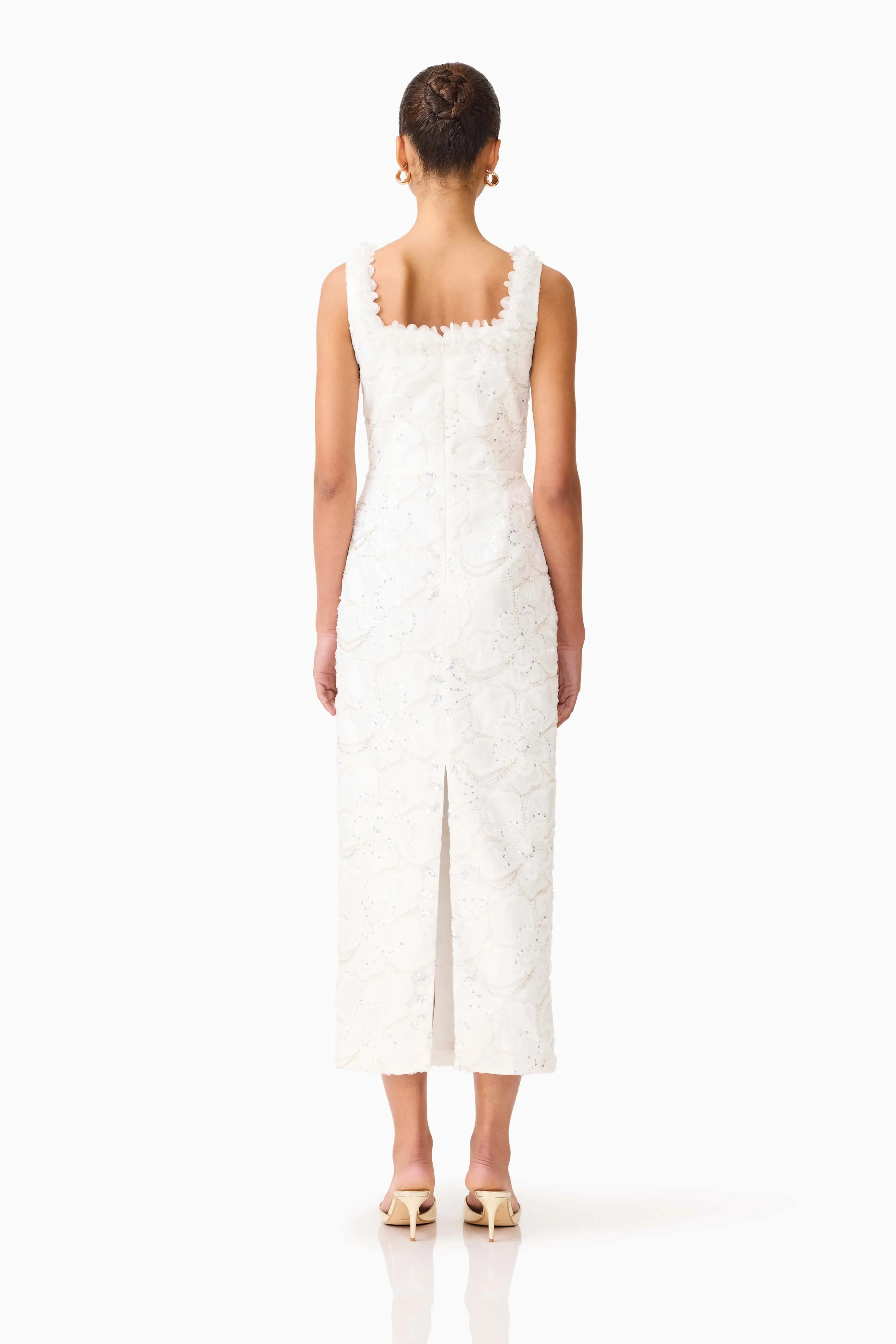 Elowen Floral Applique Midi Dress in White sold by Elliatt product image thumbnail 5