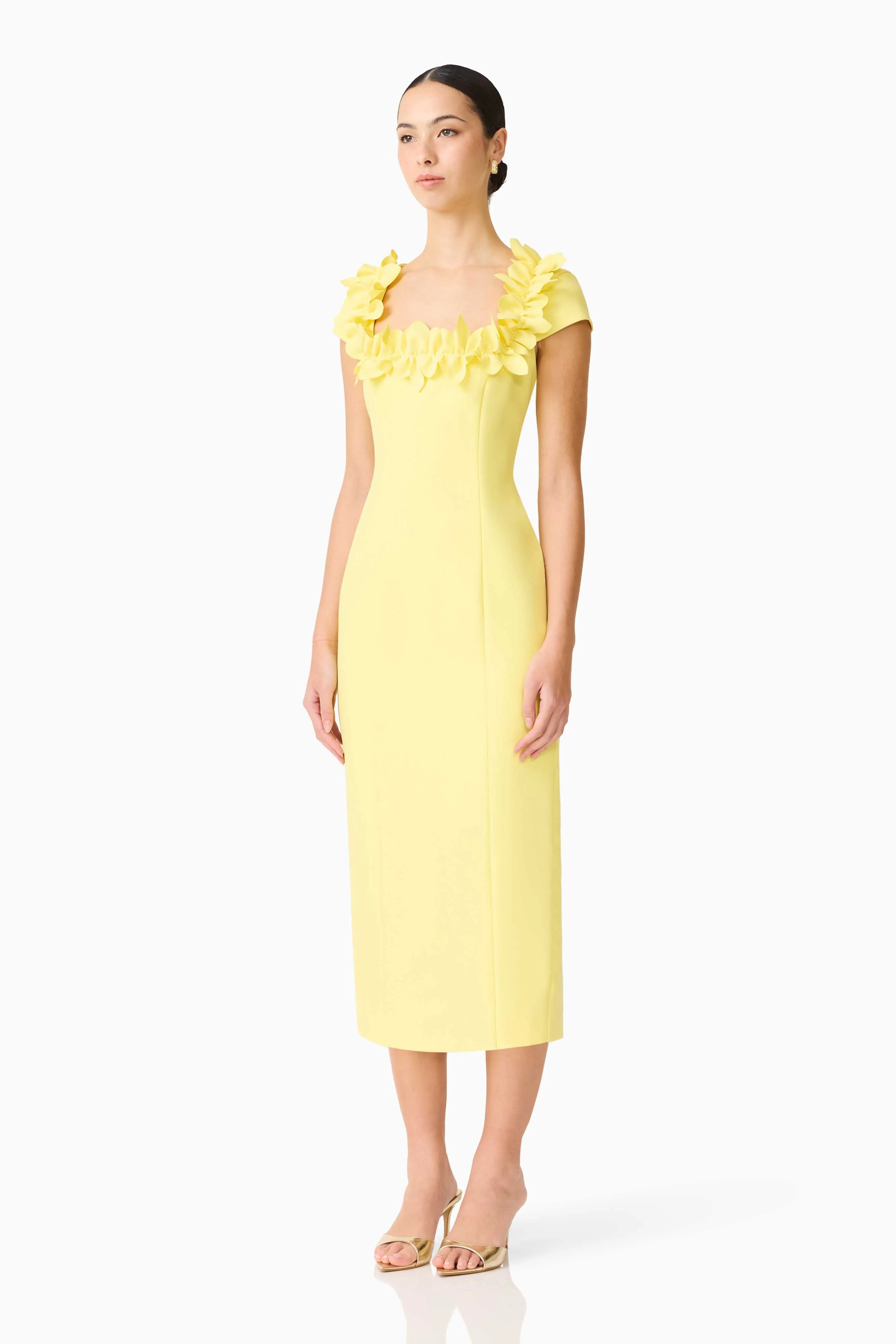Cara Short Sleeve Midi Dress in Yellow sold by Elliatt product image thumbnail 2