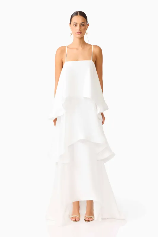 Tilly Tiered Maxi Dress in White made by Elliatt