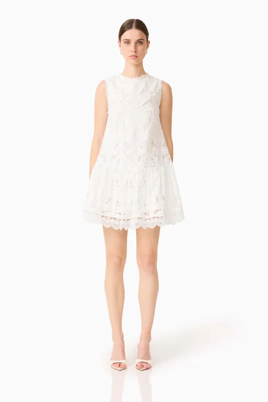 Giovanna Shift Mini Dress in White made by Elliatt