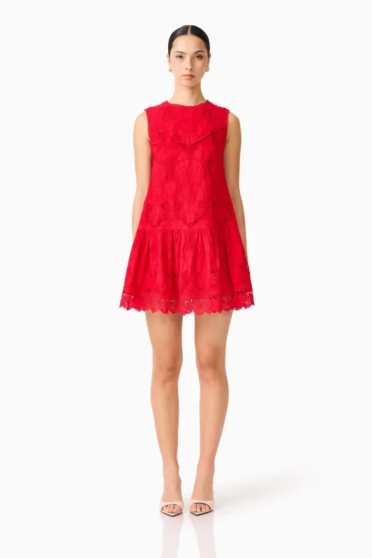 Giovanna Shift Mini Dress in Red made by Elliatt