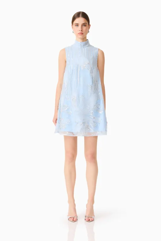 Annabelle Embellished Shift Mini Dress in Blue made by Elliatt