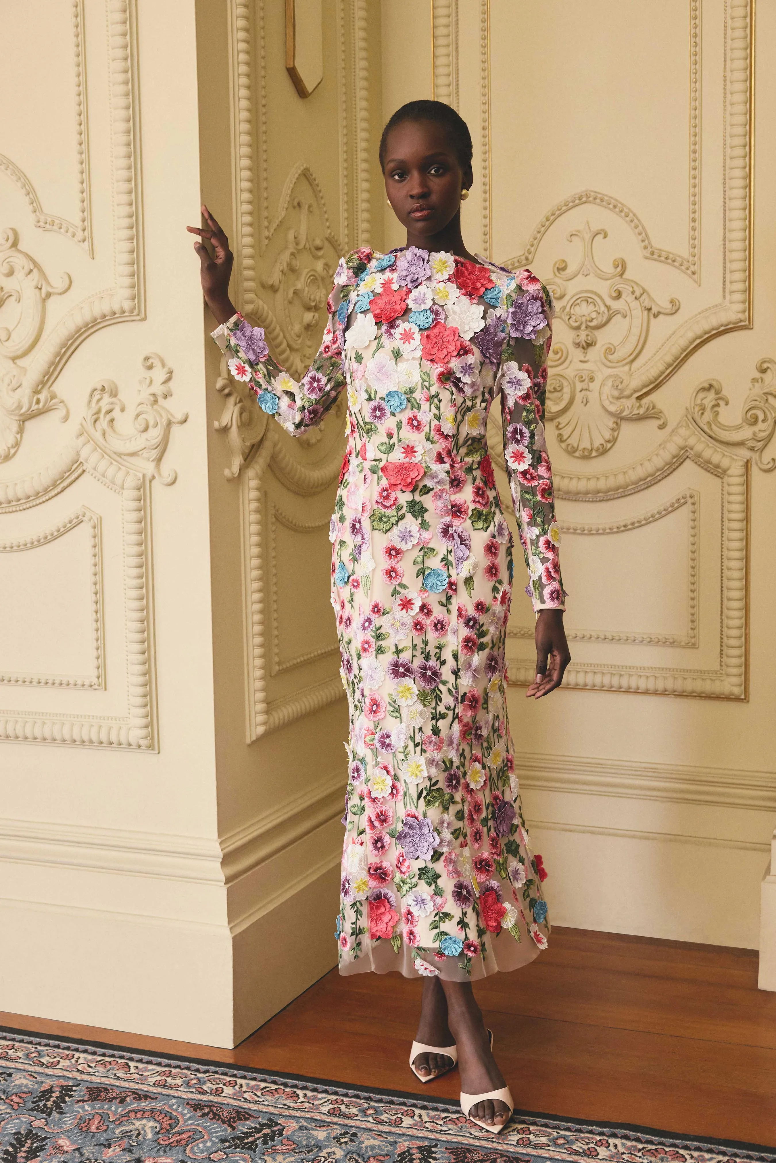 Rosette Long Sleeve Midi Dress in Multi Floral sold by Elliatt product image thumbnail 2
