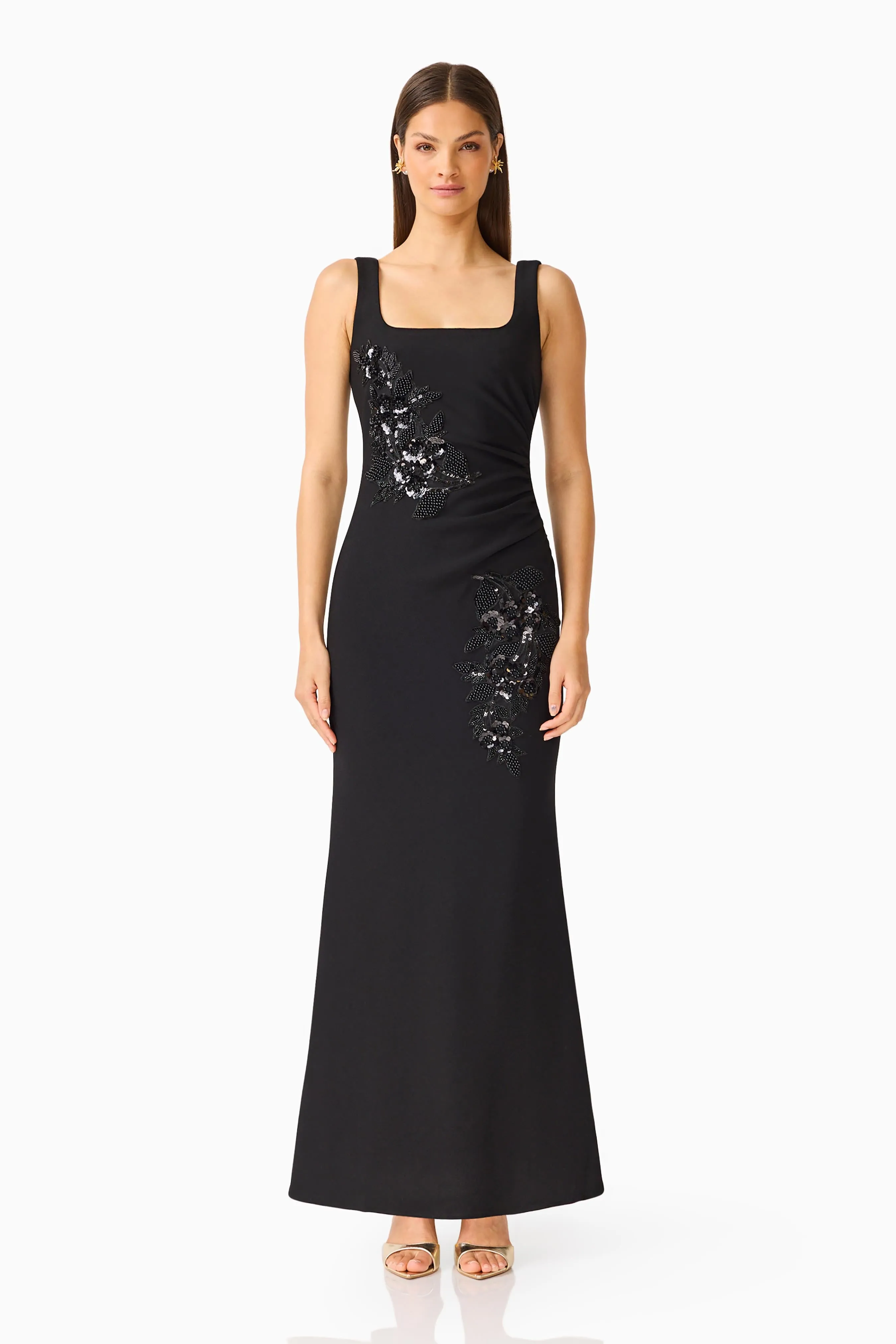Odelia Beaded Maxi Dress in Black sold by Elliatt
