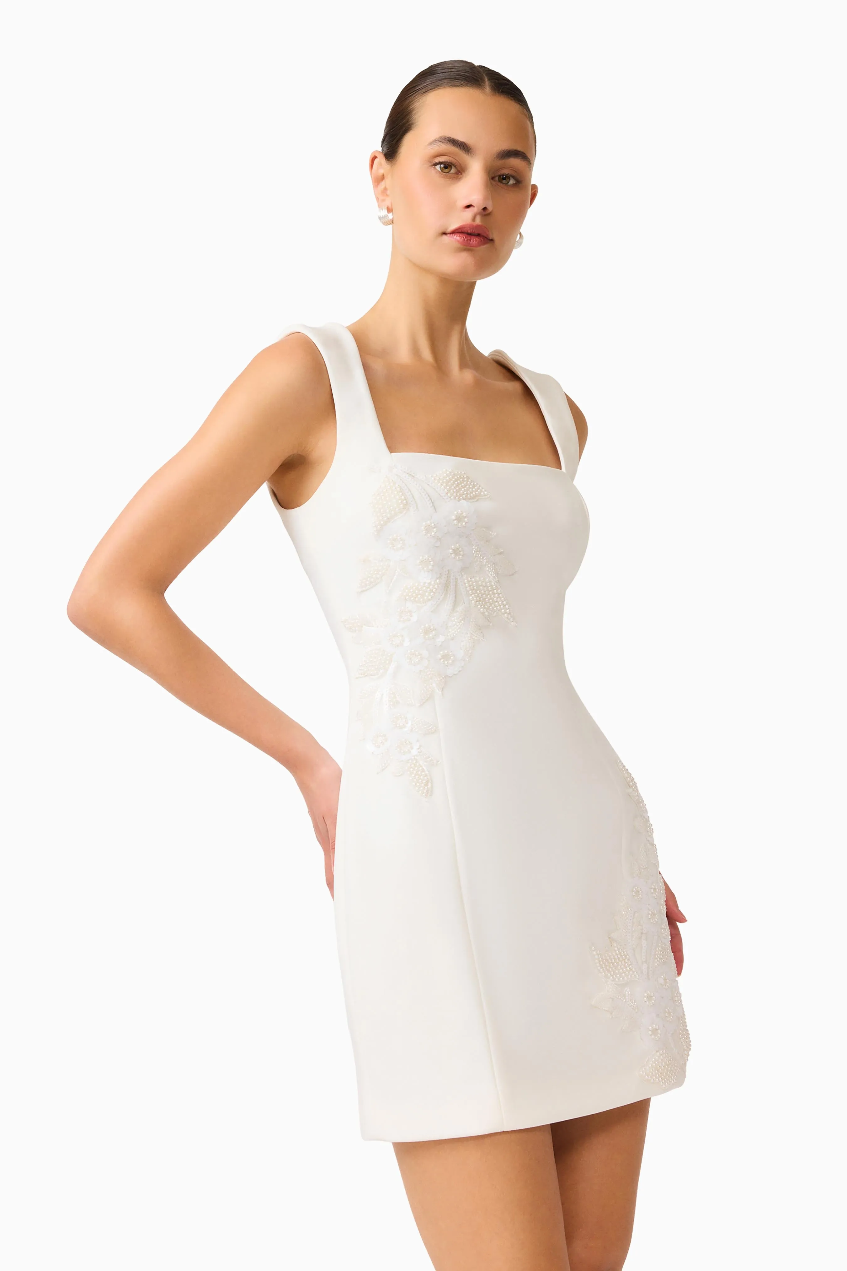 Odelia Beaded Mini Dress in White sold by Elliatt product image thumbnail 2