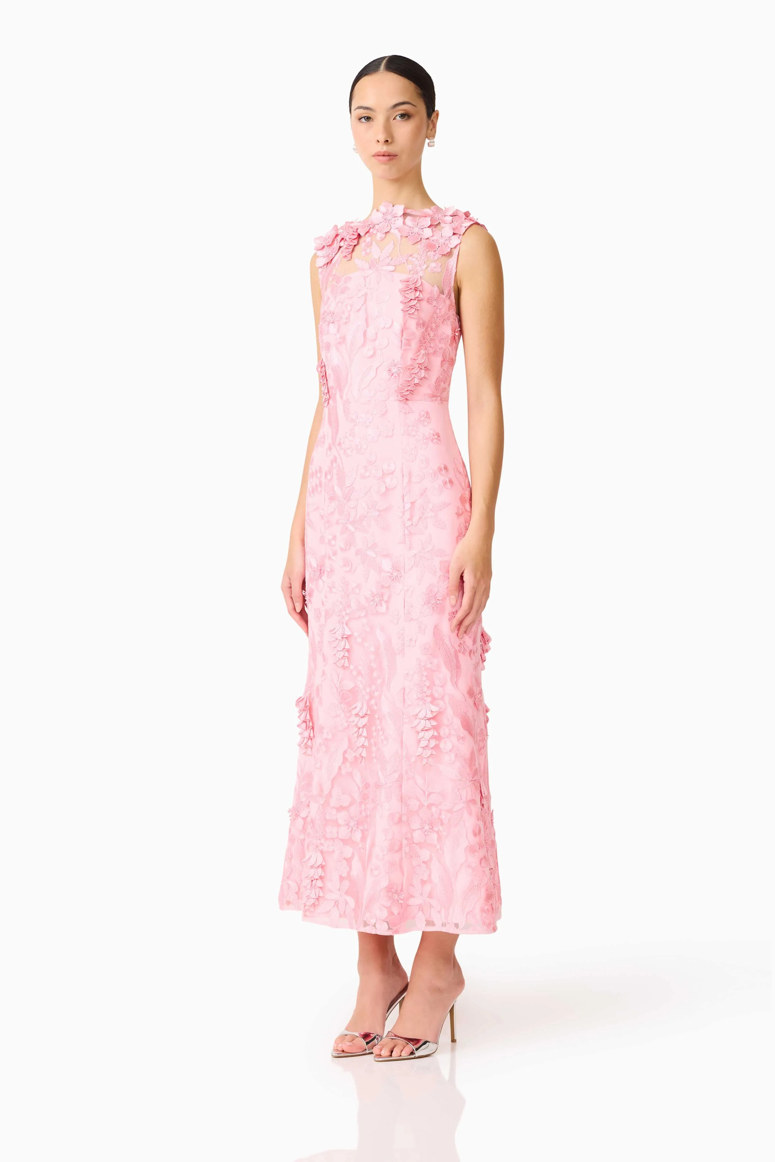 Monique Floral Applique Midi in Pink sold by Elliatt product image thumbnail 4