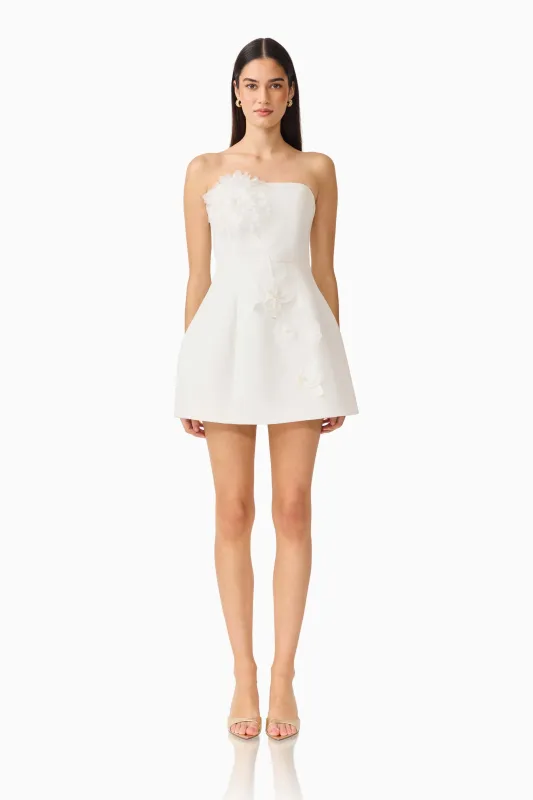 Gemma Floral Mini Dress in White made by Elliatt