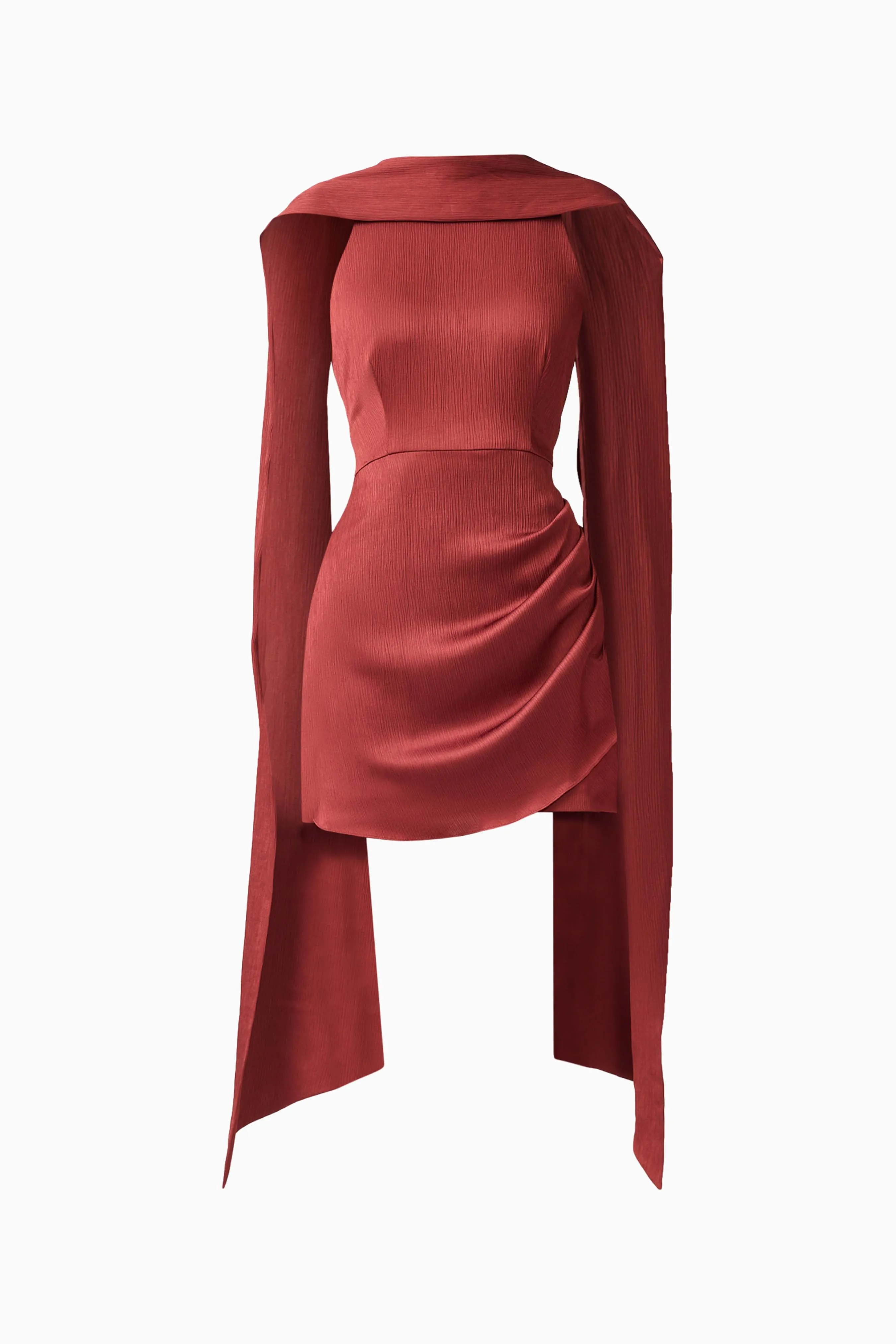 Calista Neck Scarf Mini Dress in Burgundy sold by Elliatt product image thumbnail 3