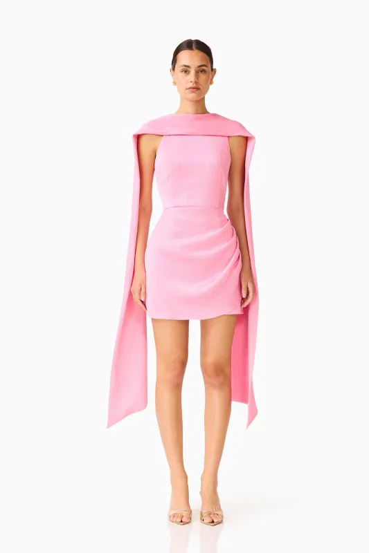 Calista Neck Scarf Mini Dress in Pink made by Elliatt