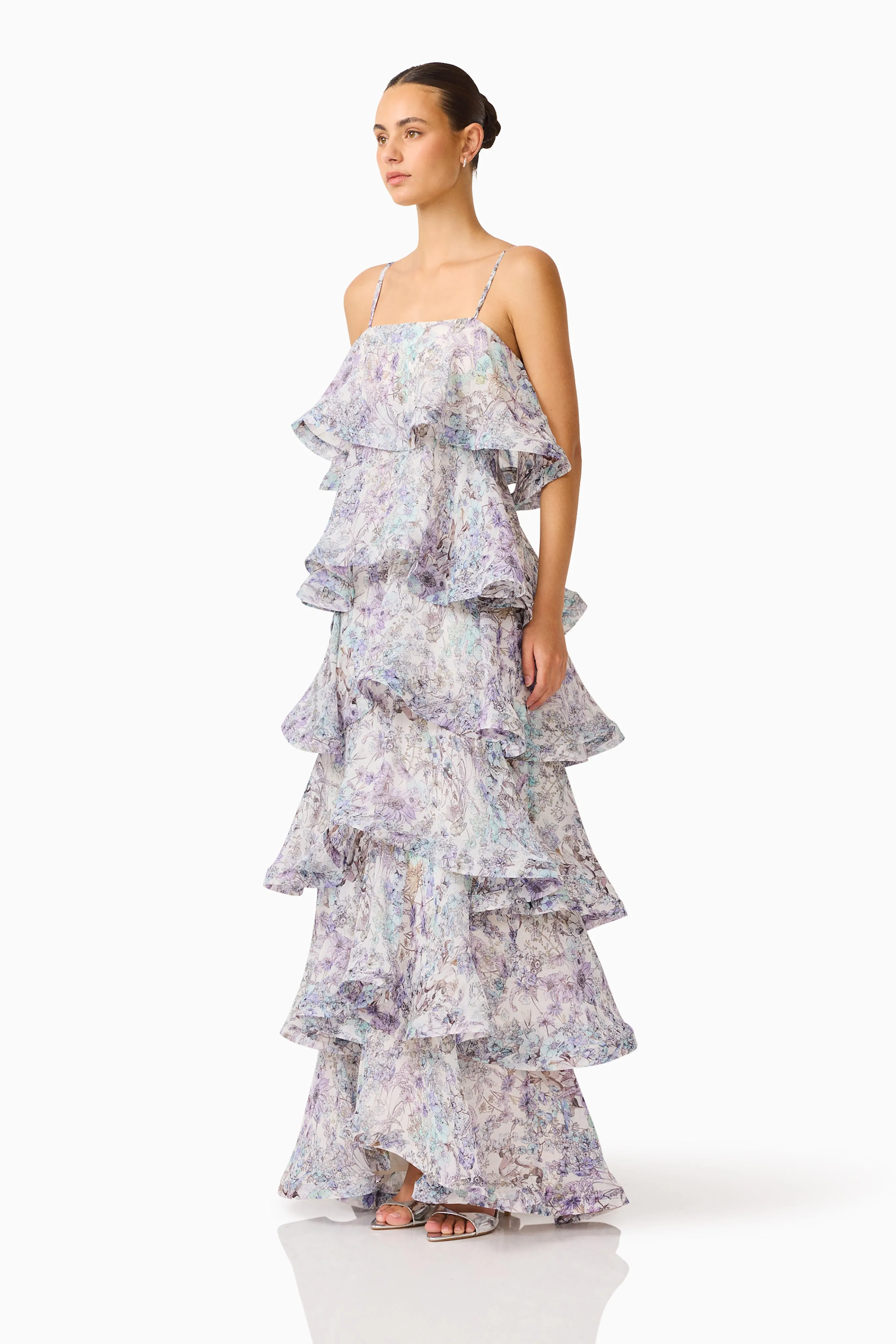 Rosaria Tiered Gown in Purple Floral sold by Elliatt product image thumbnail 5