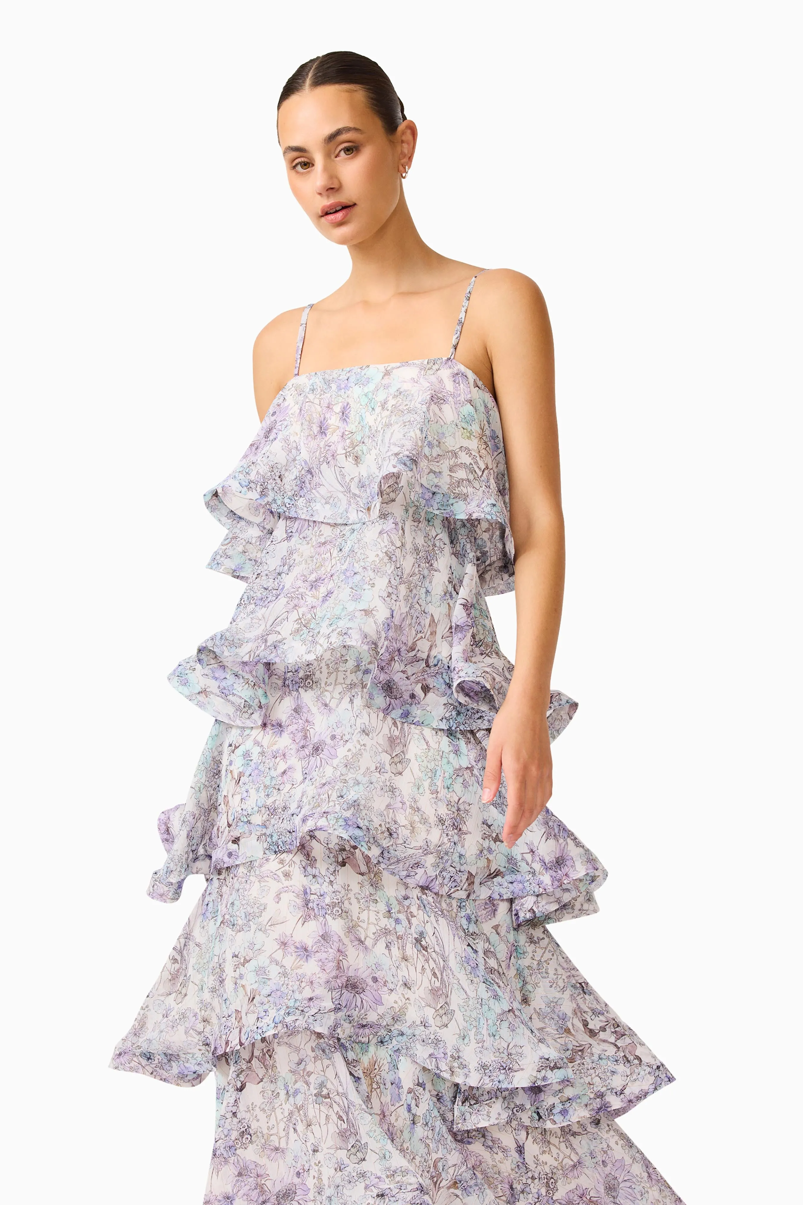 Rosaria Tiered Gown in Purple Floral sold by Elliatt product image thumbnail 4