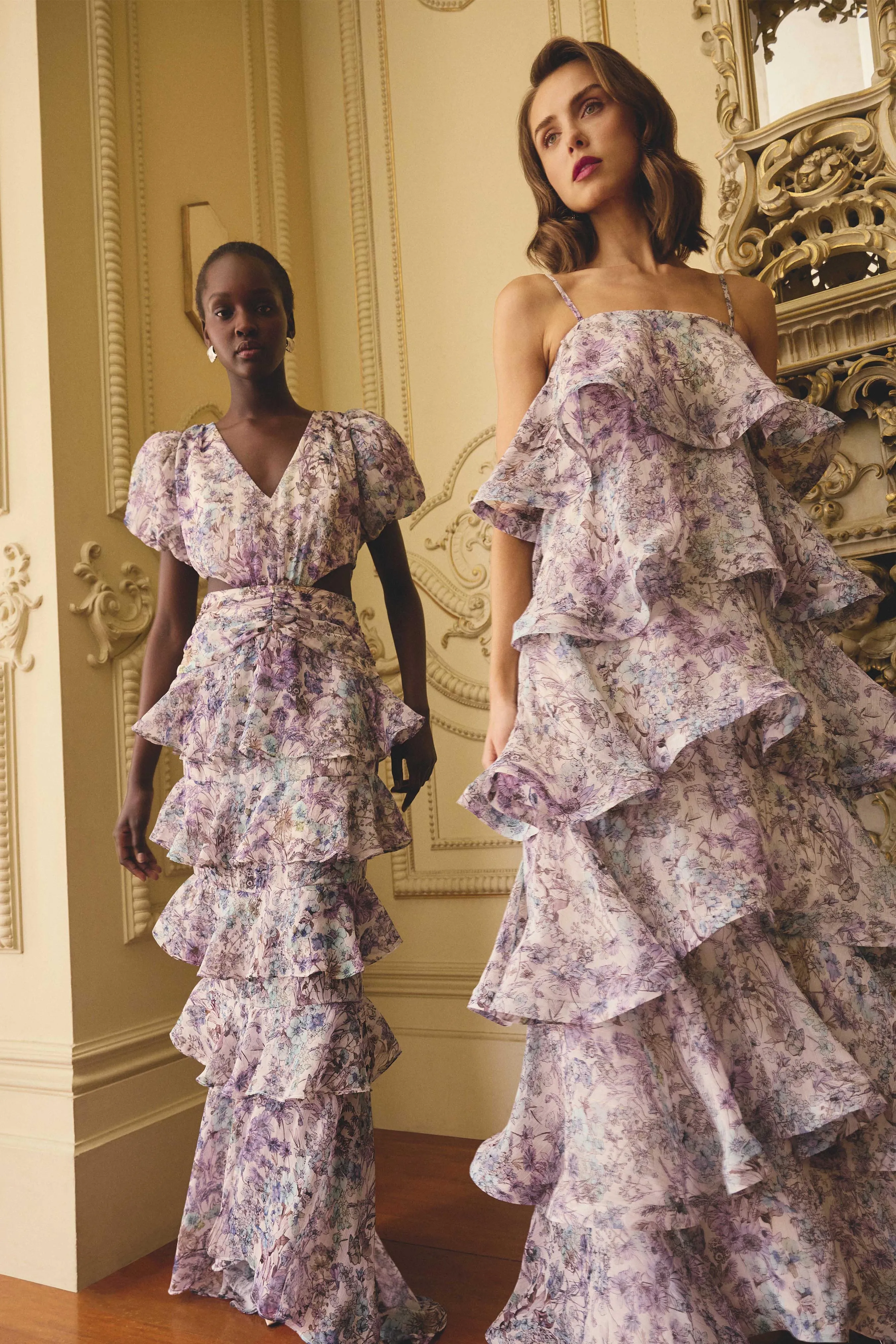 Rosaria Tiered Gown in Purple Floral sold by Elliatt product image thumbnail 2