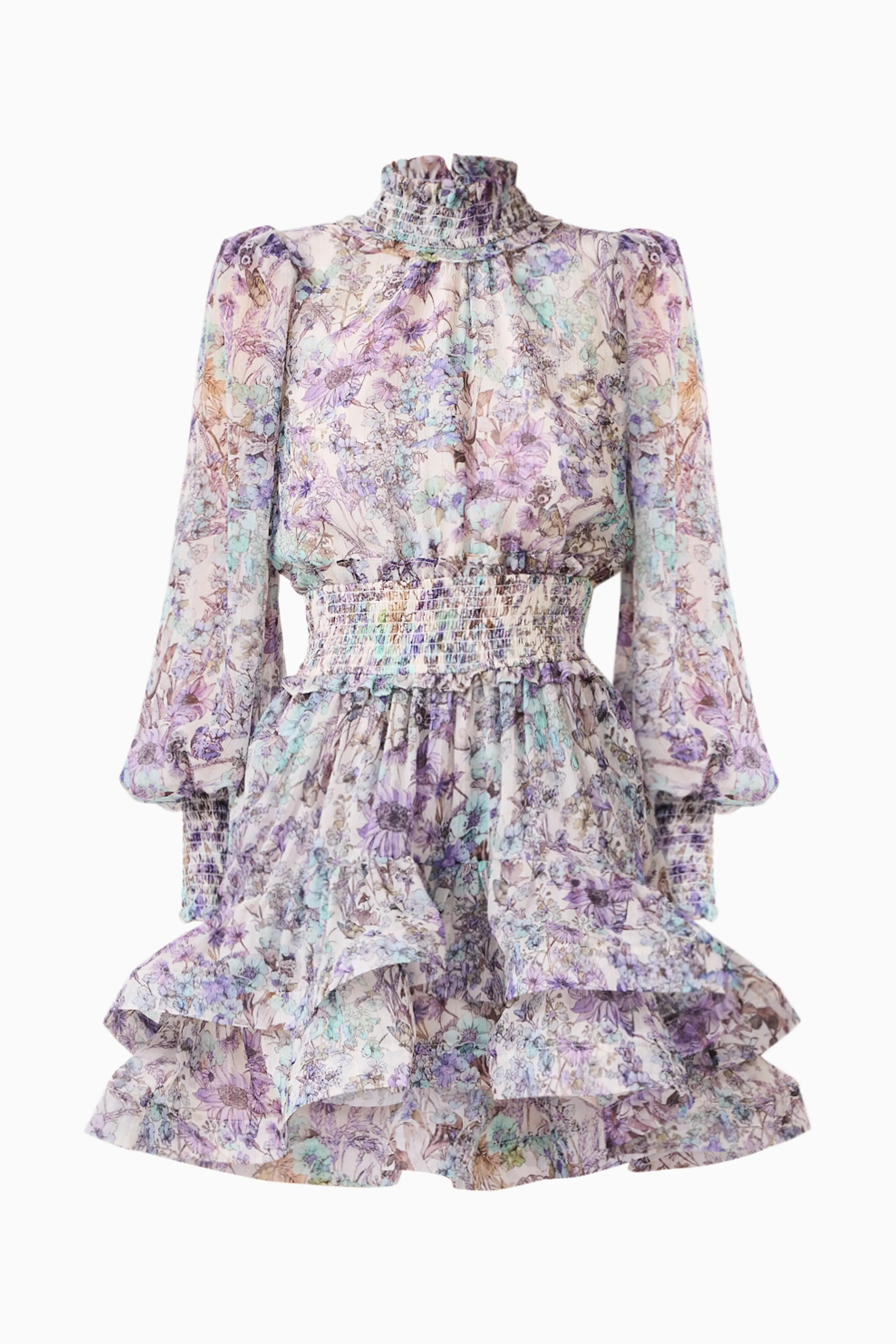 Rosaria Long Sleeve Mini Dress in Purple Floral sold by Elliatt product image thumbnail 4