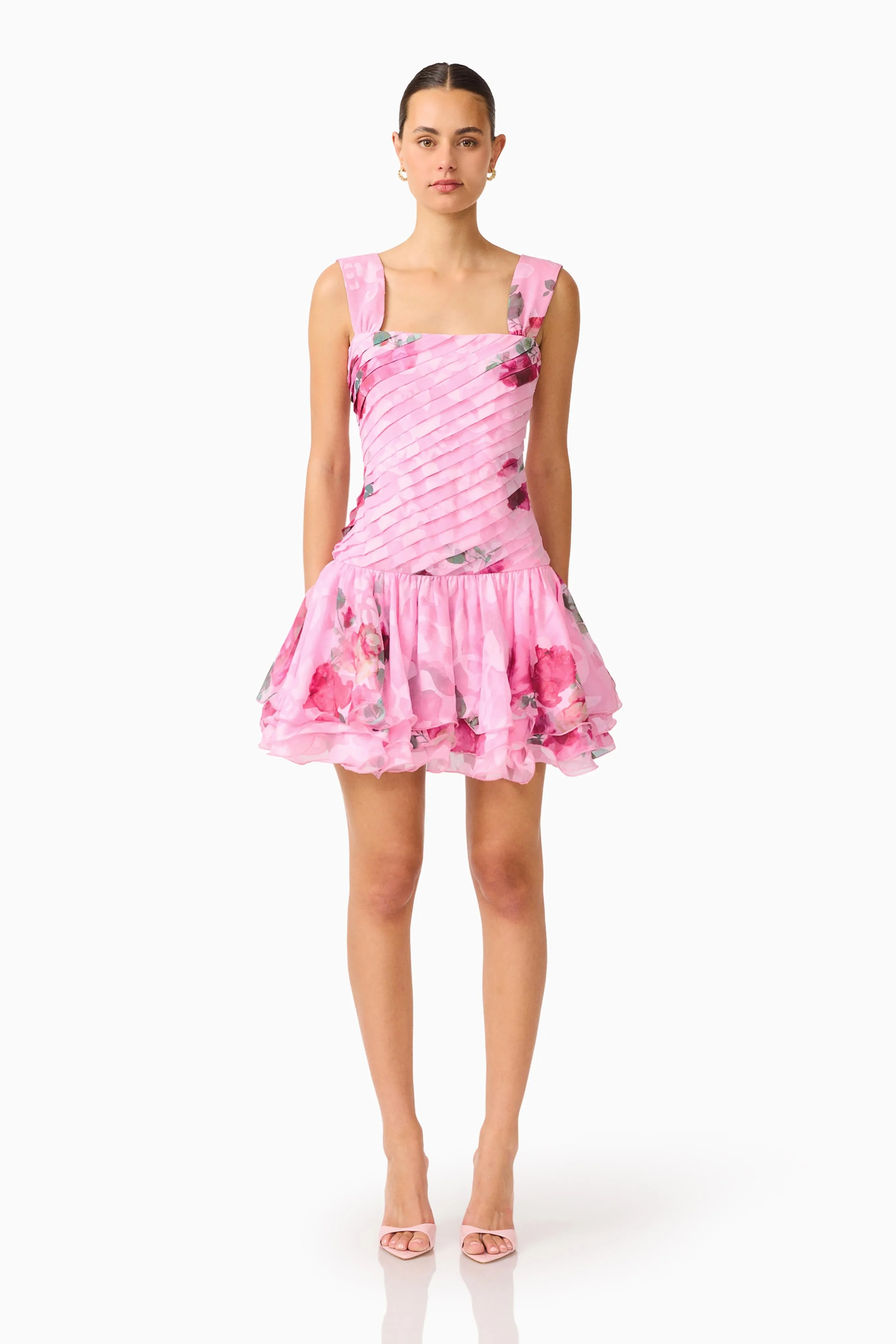 Eleanora Drop Waist Mini in Pink Floral sold by Elliatt