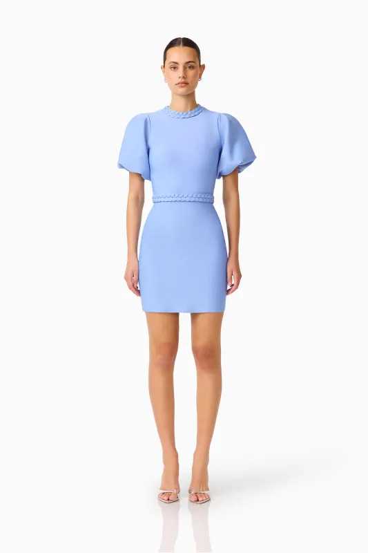 Floriana Puff Sleeve Mini Dress in Cornflower made by Elliatt