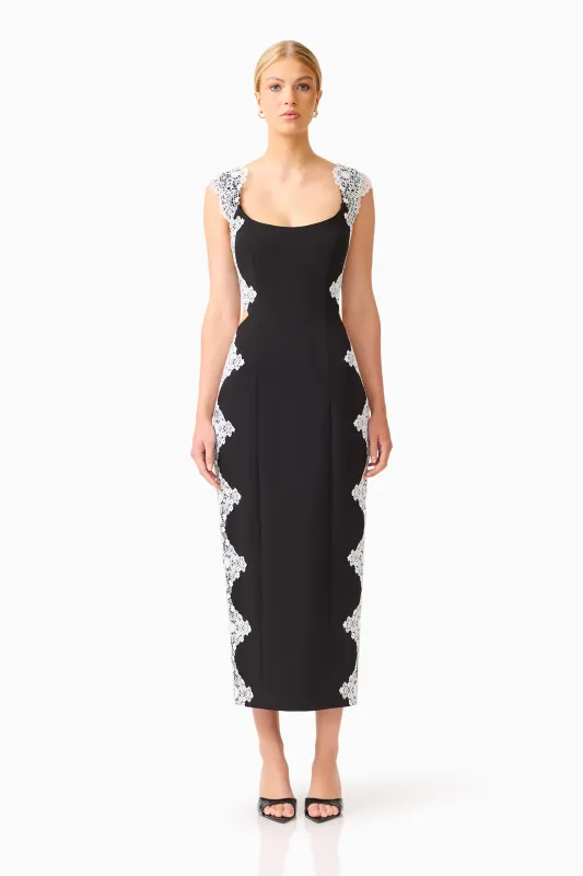 Elysia Lace Midi Dress in Black made by Elliatt