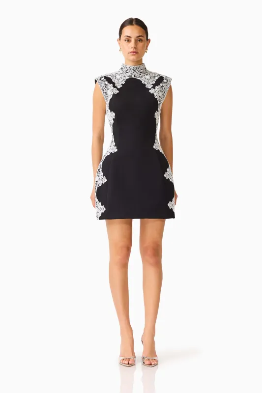 Elysia Lace Mini Dress in Black made by Elliatt