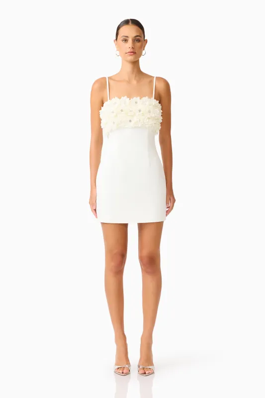 Solenne Party Mini Dress in White made by Elliatt