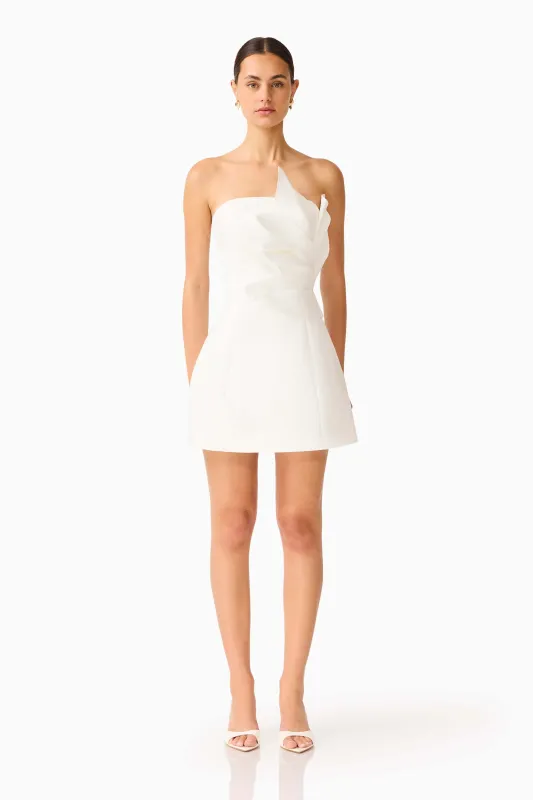 Laurentia Floral Applique Mini Dress in White made by Elliatt