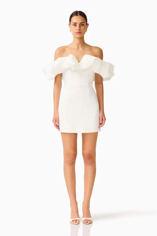 Solae Tulip Mini Dress in White made by Elliatt