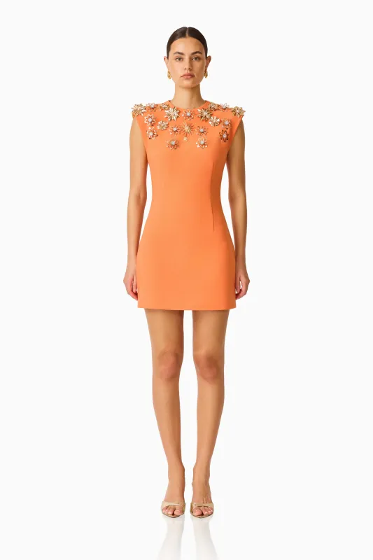 Solae Floral Mini Dress in Orange made by Elliatt