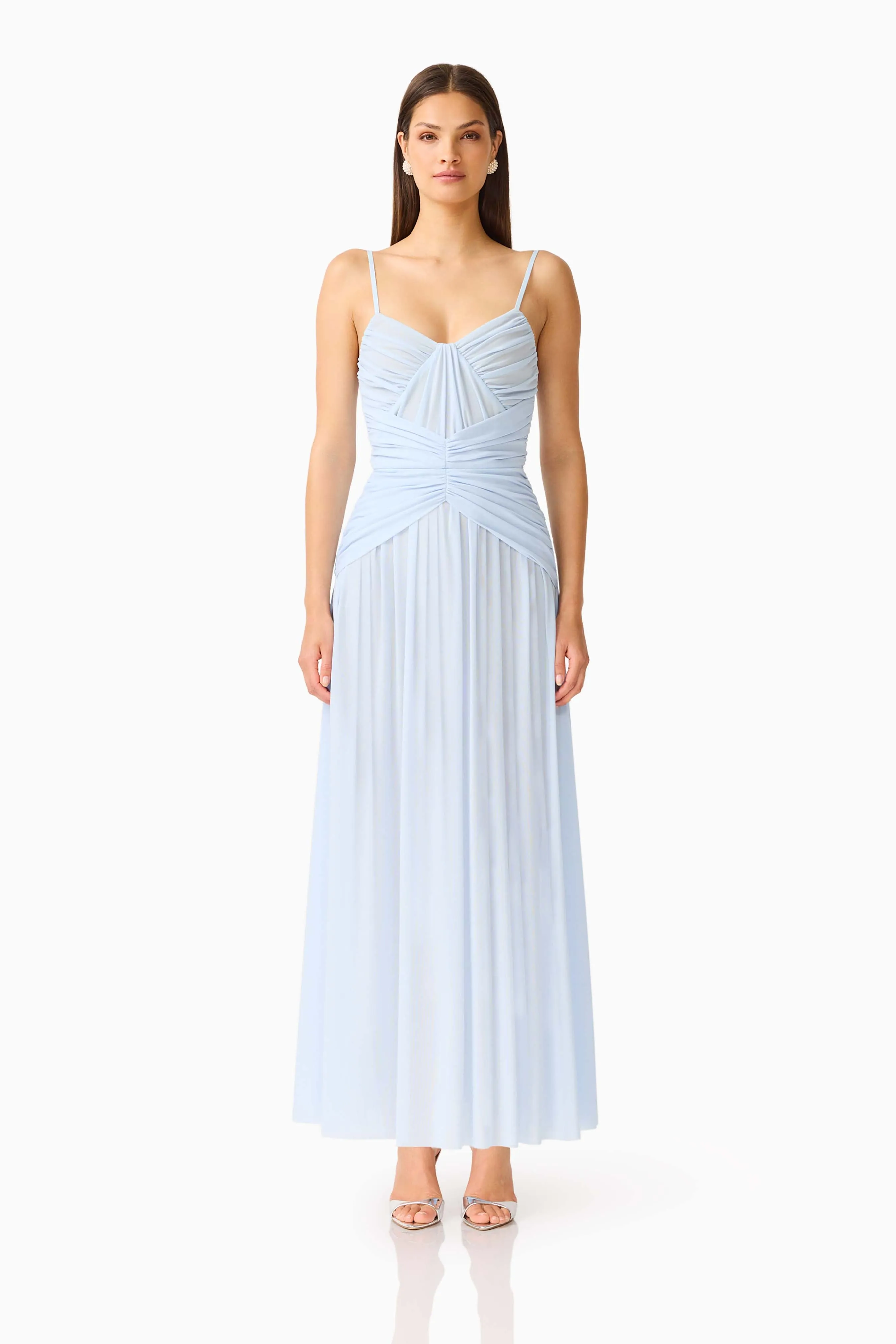 Florencea Drop Waist Maxi Dress in Powder Blue sold by Elliatt