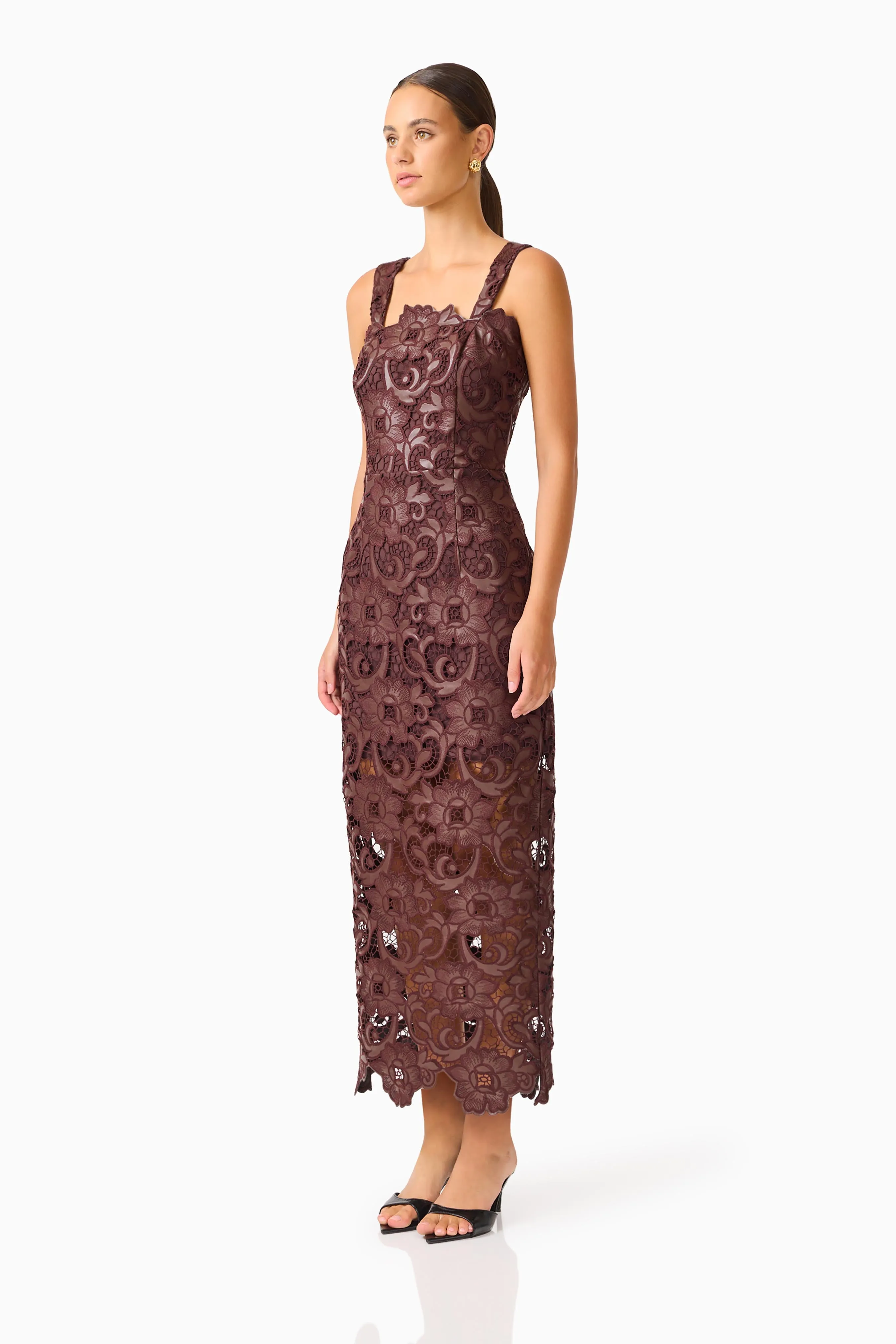 Novelle Column Midi Dress in Brown sold by Elliatt product image thumbnail 4