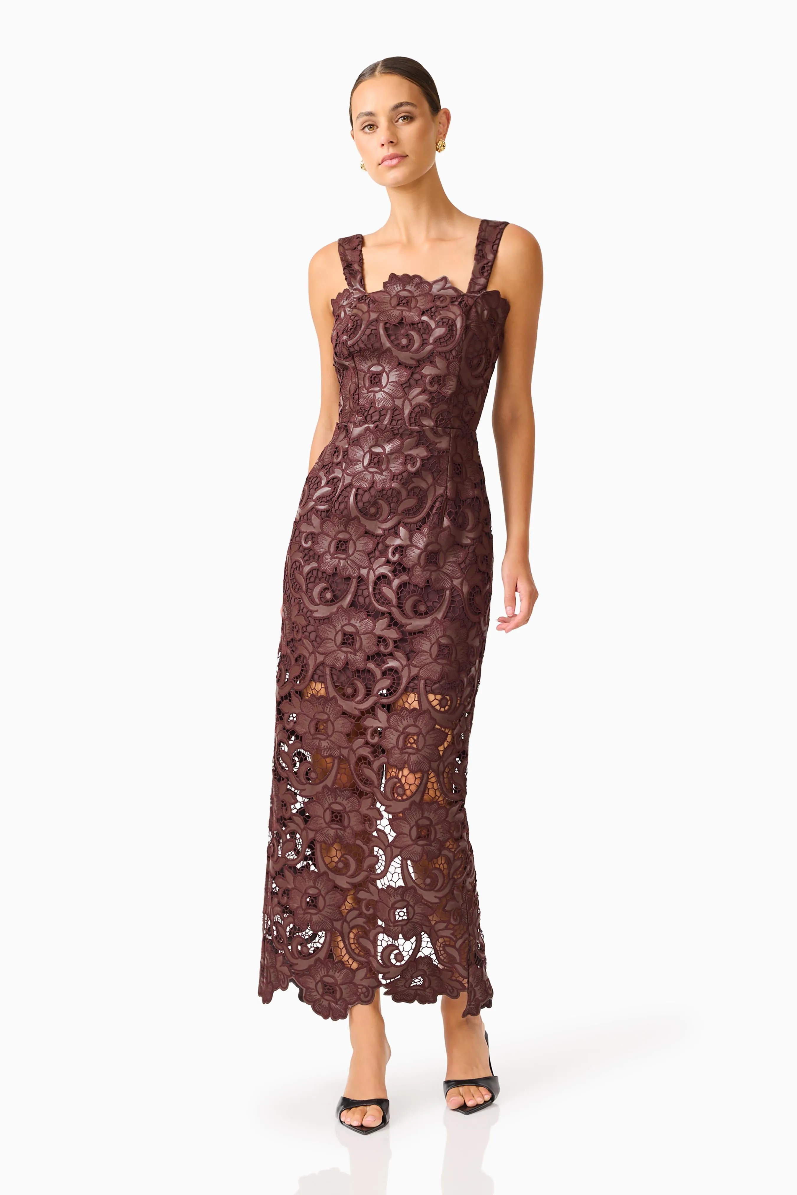 Novelle Column Midi Dress in Brown sold by Elliatt product image thumbnail 2