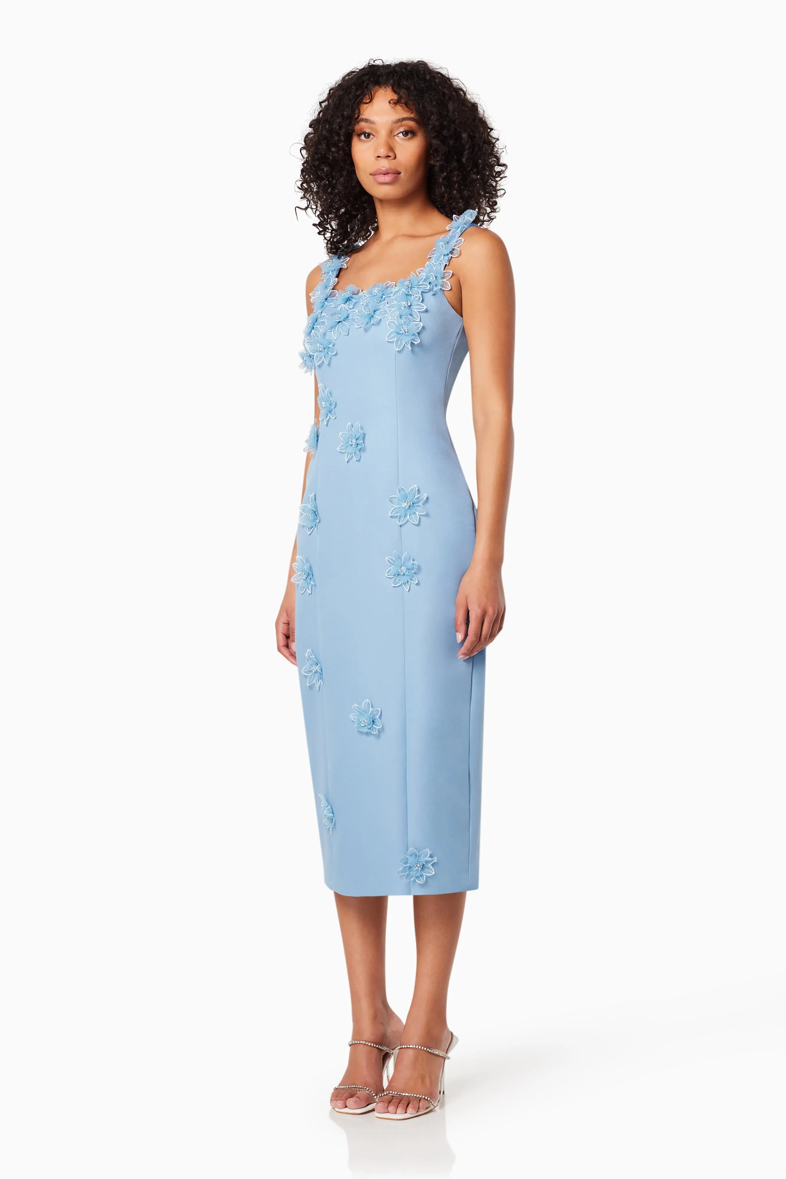 Prague 3D Floral Midi Dress In Blue sold by Elliatt product image thumbnail 5