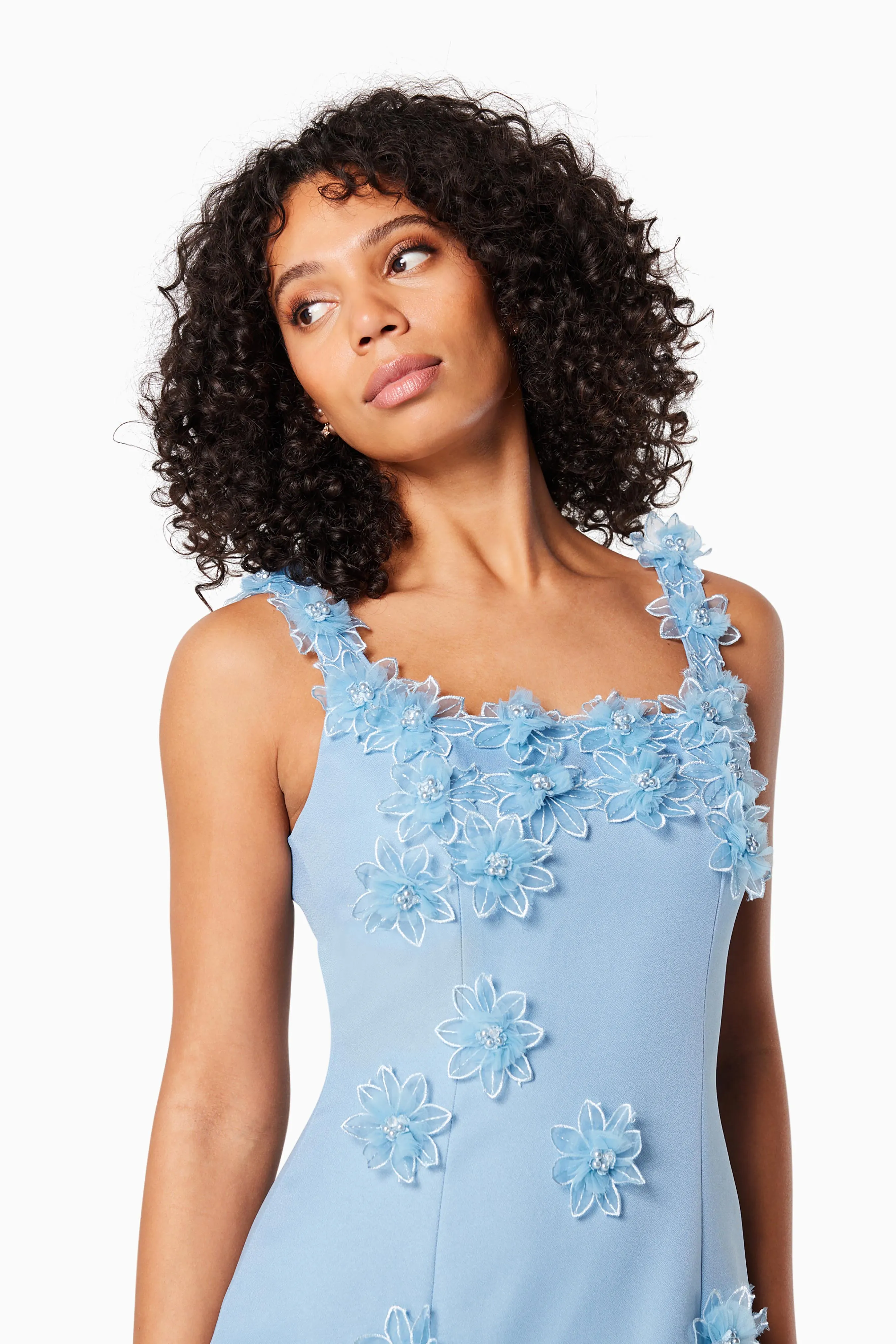 Prague 3D Floral Midi Dress In Blue sold by Elliatt product image thumbnail 2