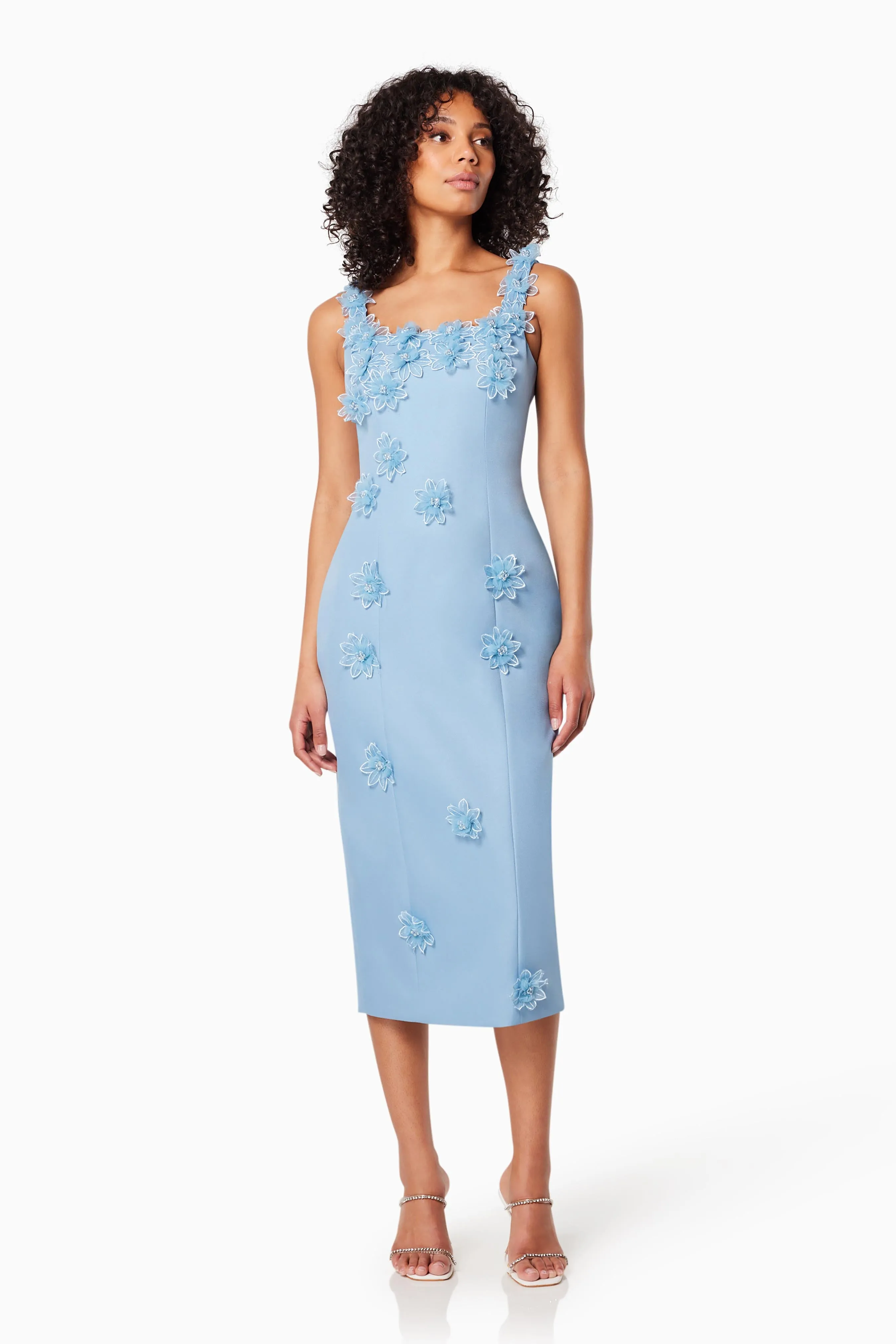 Prague 3D Floral Midi Dress In Blue sold by Elliatt product image thumbnail 3