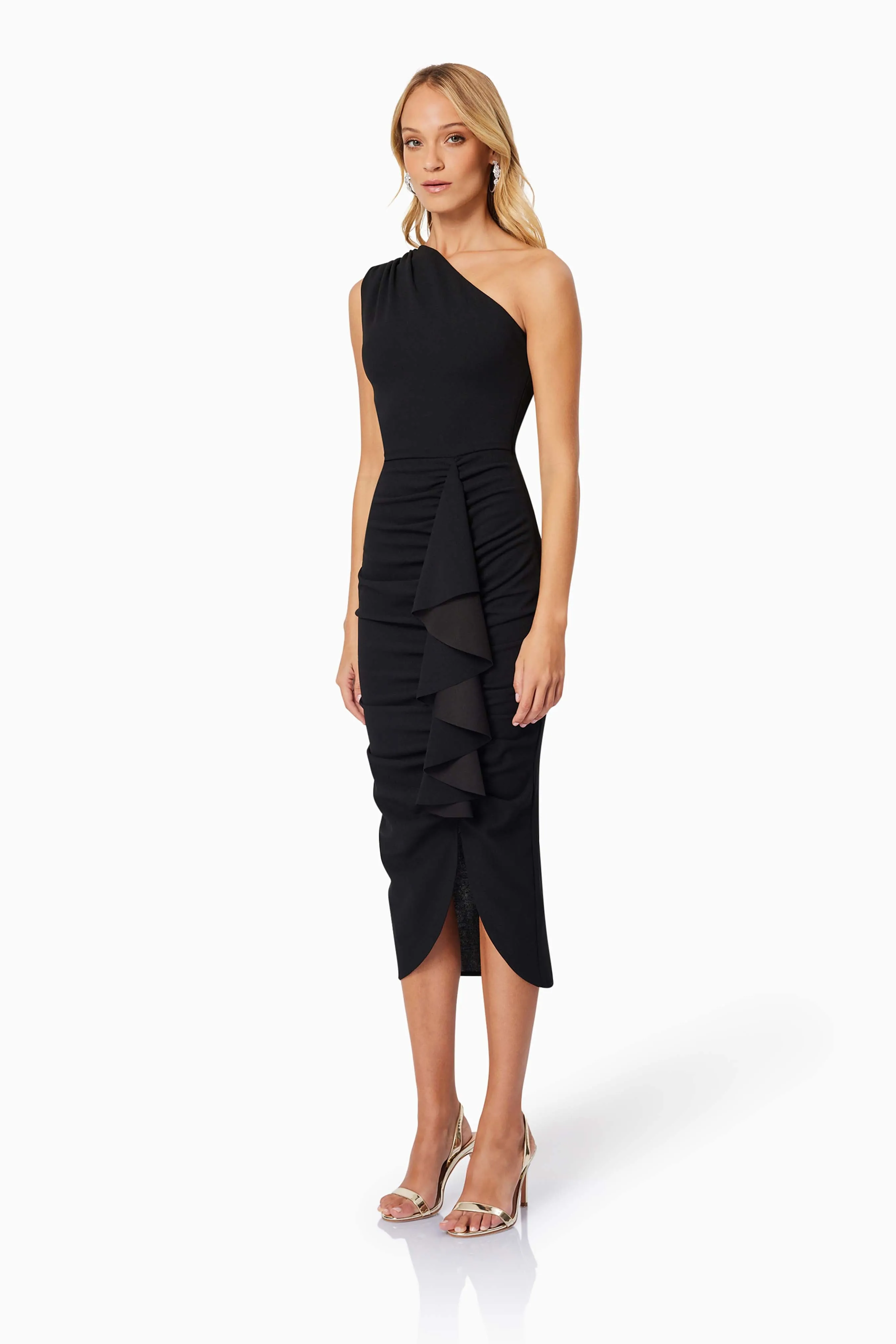Jade One Shoulder Midi Dress In Black sold by Elliatt product image thumbnail 3