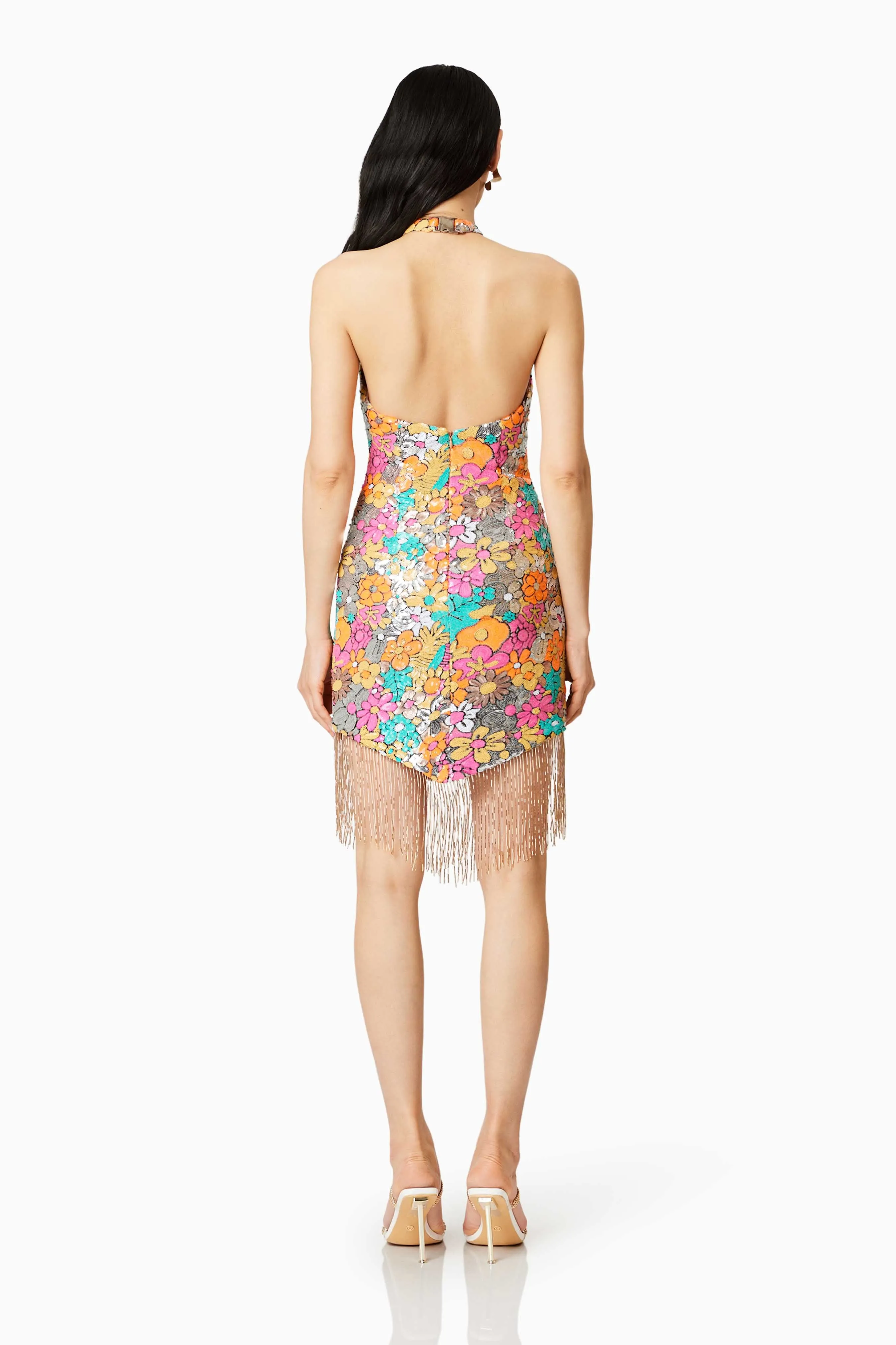 Tahiti Floral Sequin Mini Dress In Multi sold by Elliatt product image thumbnail 5