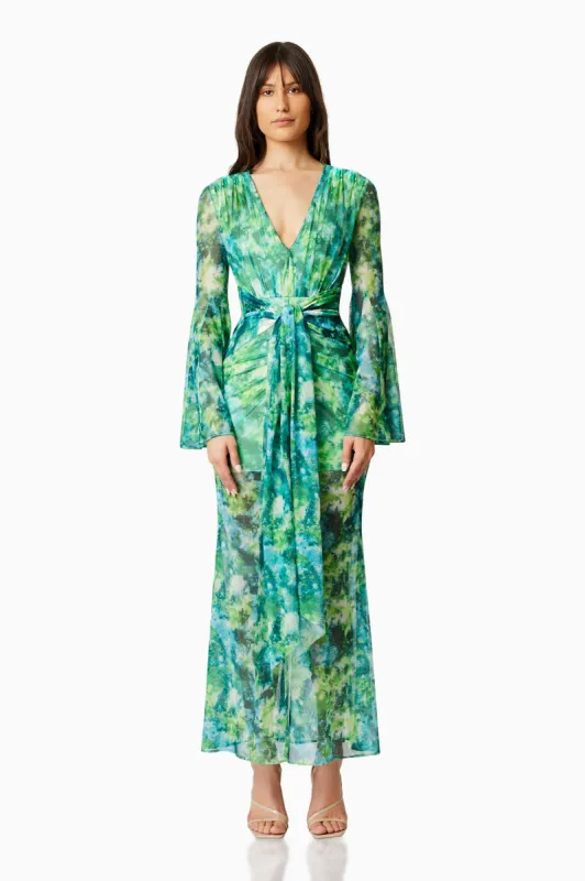 Jonquil Long Sleeve Maxi Dress In Green made by Elliatt