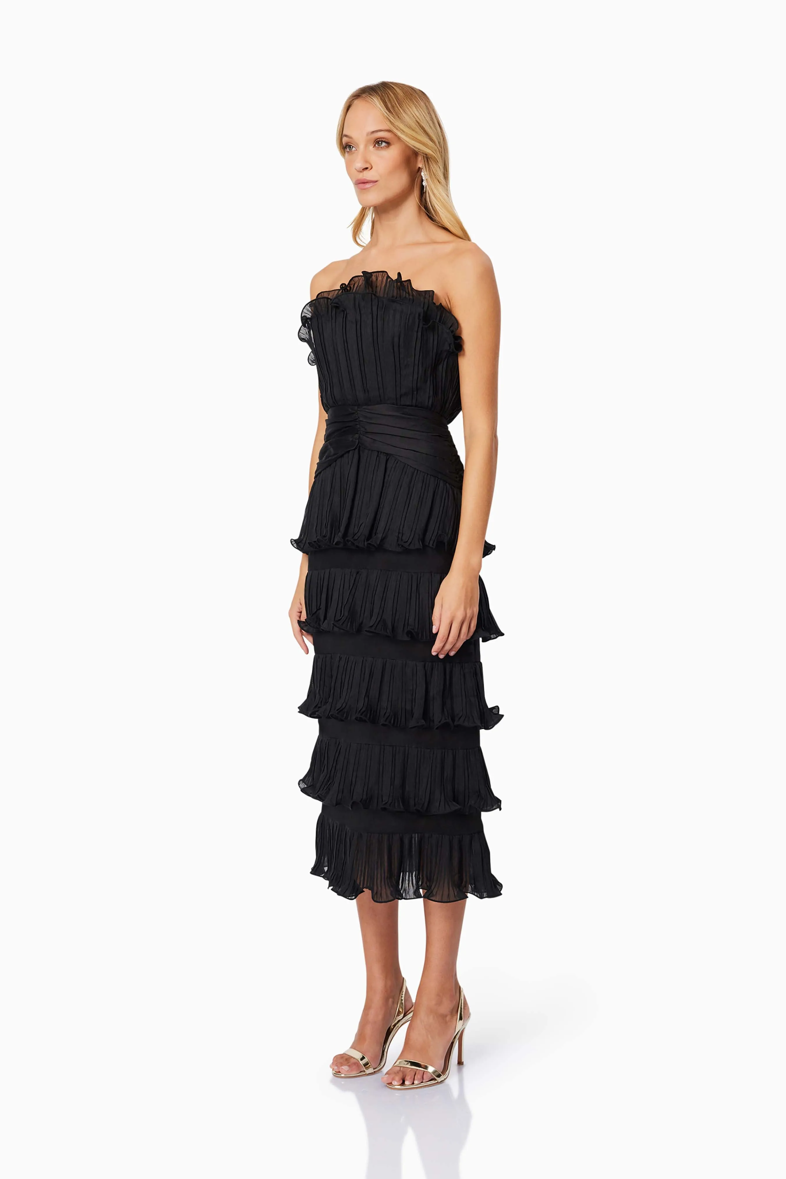 Maya Pleated Midi Dress in Black sold by Elliatt product image thumbnail 3