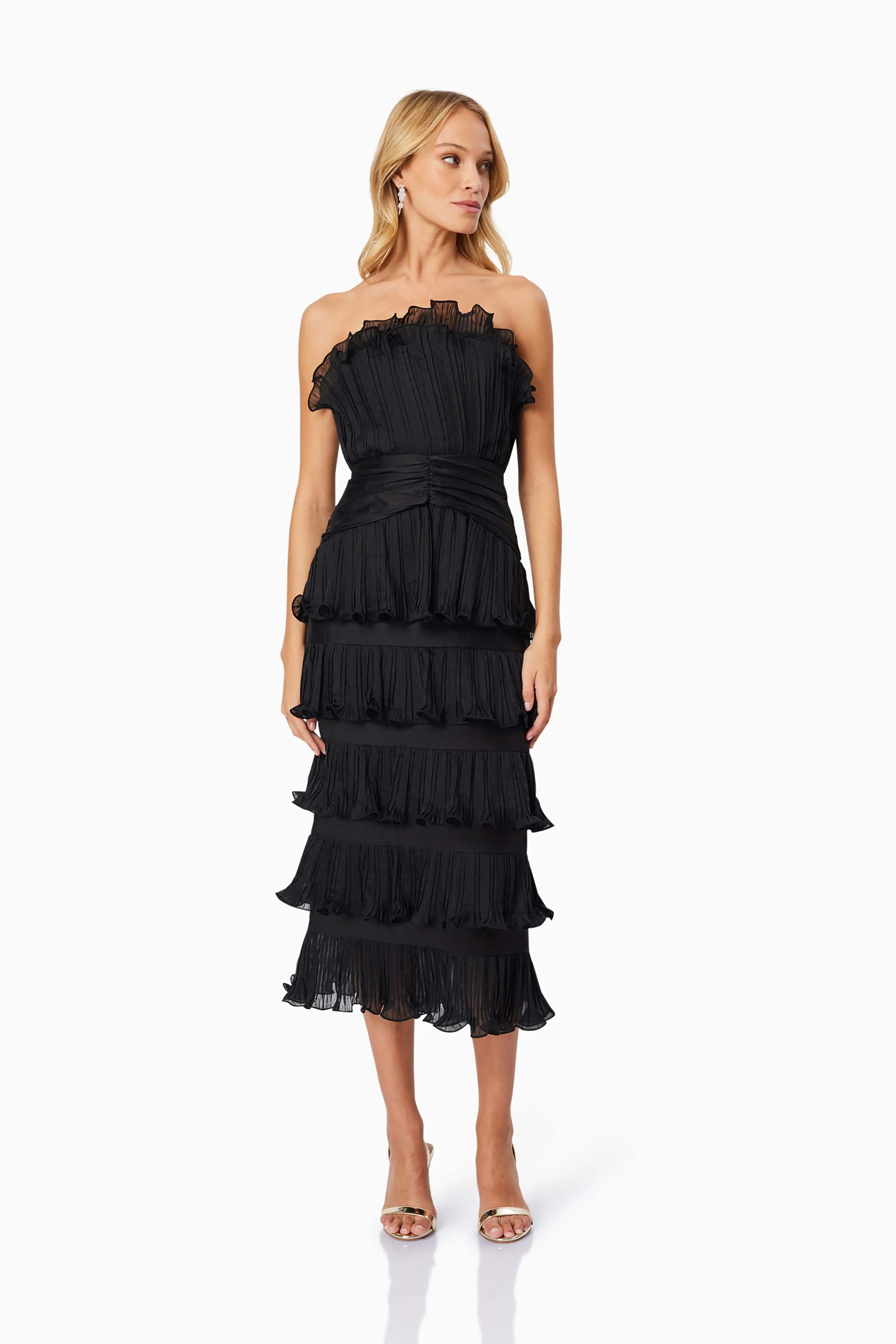 Maya Pleated Midi Dress in Black sold by Elliatt product image thumbnail 4