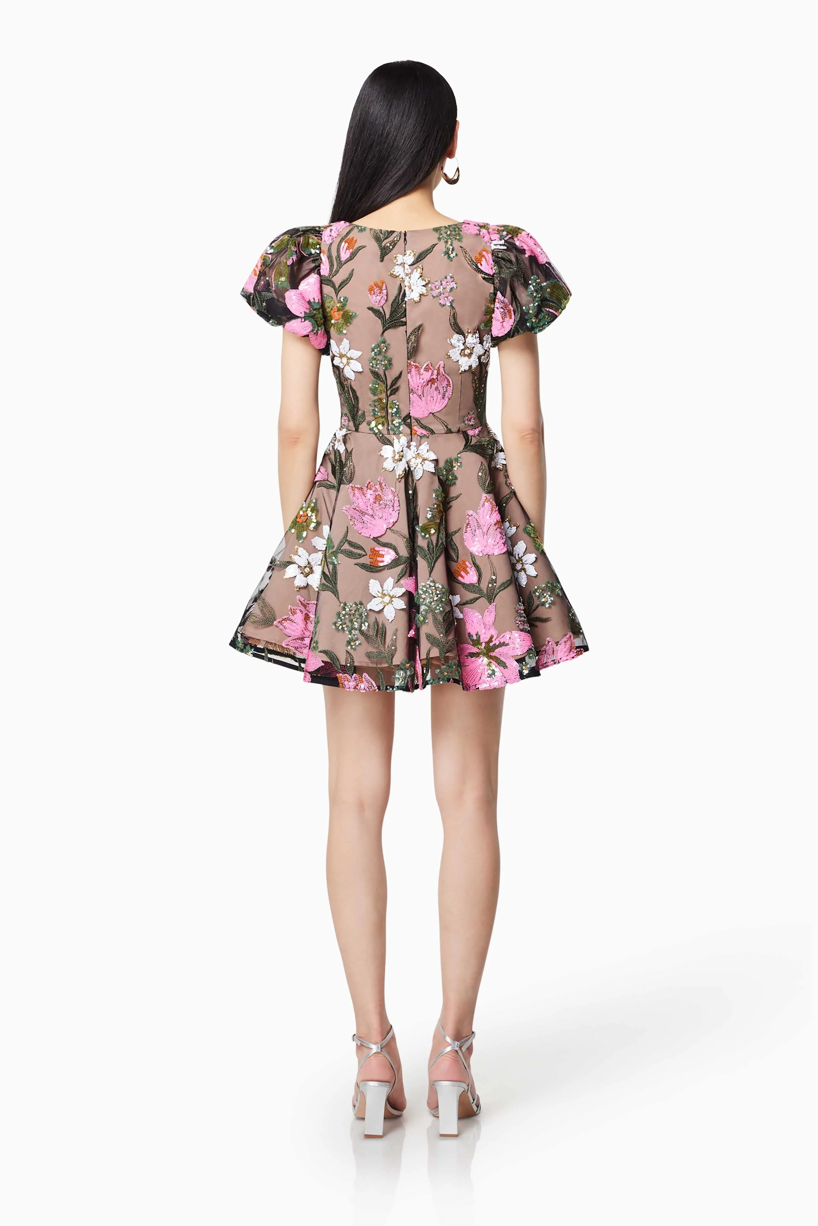 Stellar Floral Sequin Mini Dress In Brown sold by Elliatt product image thumbnail 5