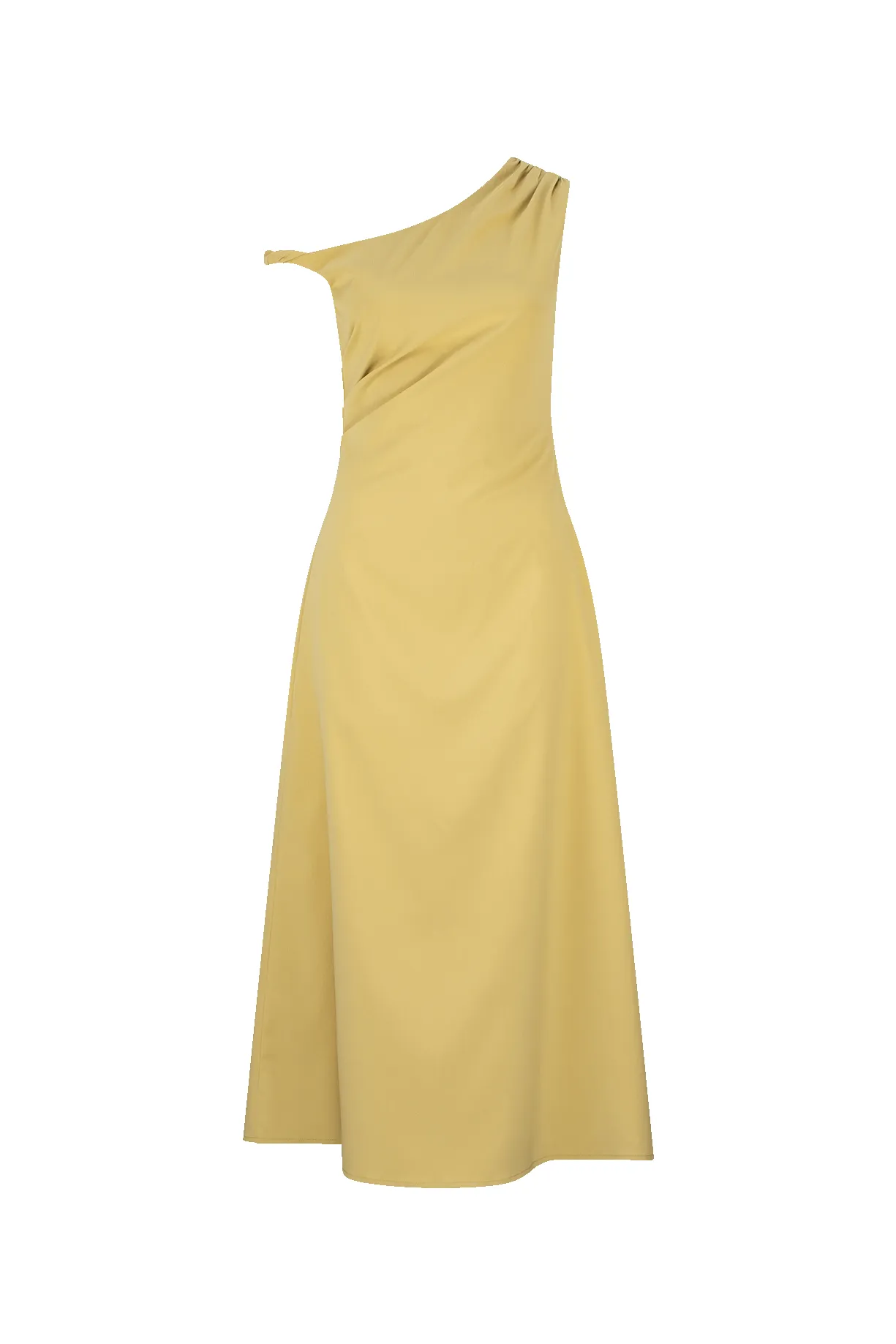 CURAAE Elenor Asymmetrical Summer Midi Dress In Olive sold by Elliatt