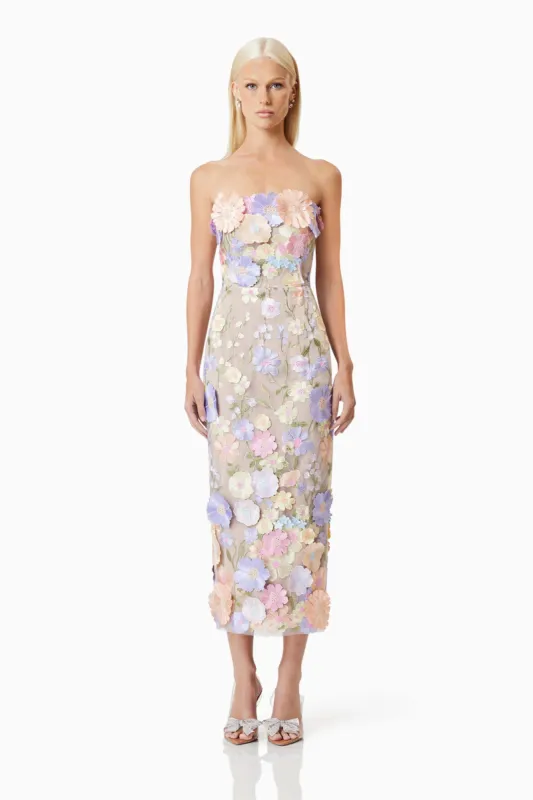 Helena Strapless Midi Dress In Purple sold by Elliatt