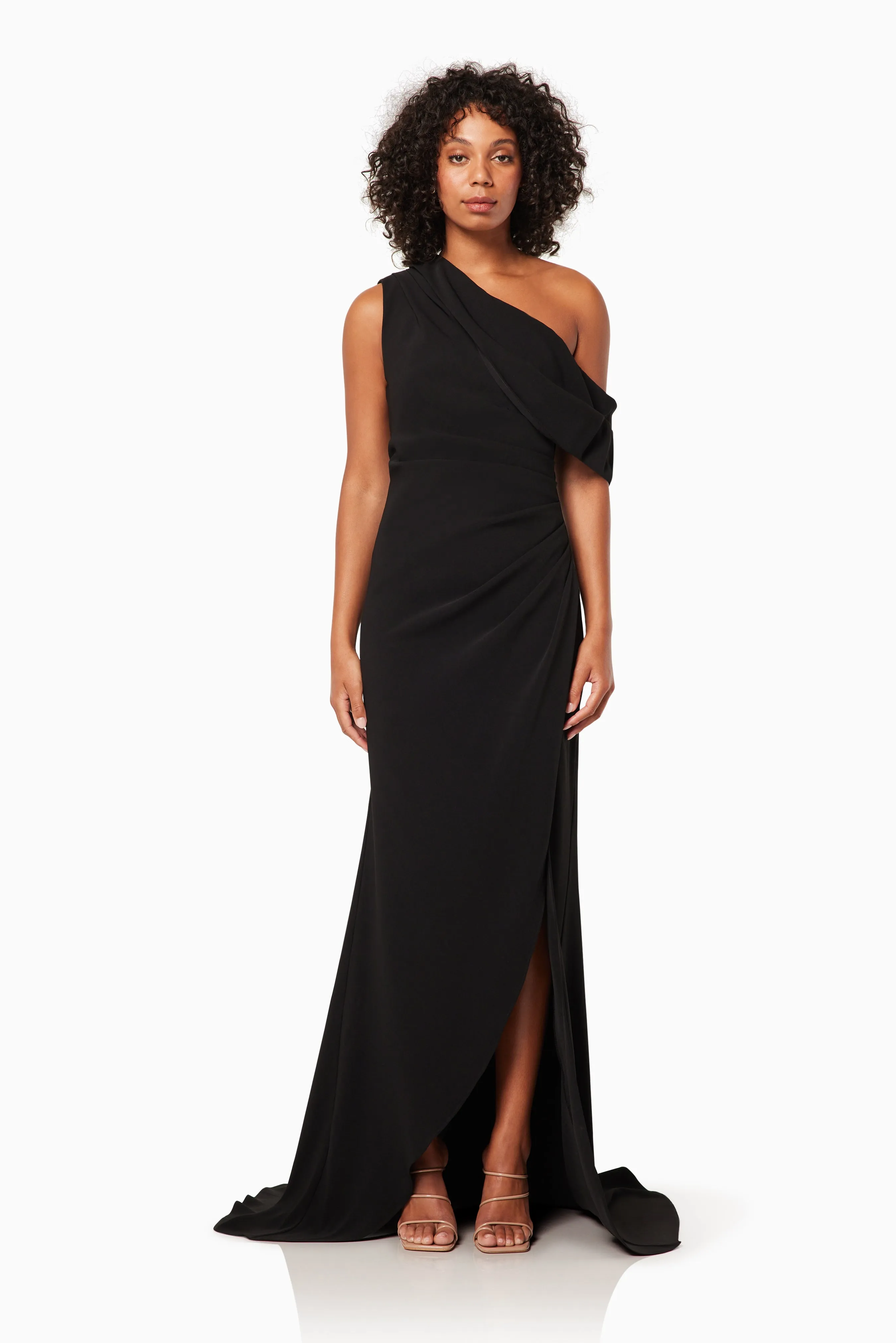 Isadora Off The Shoulder Maxi Gown in Black sold by Elliatt