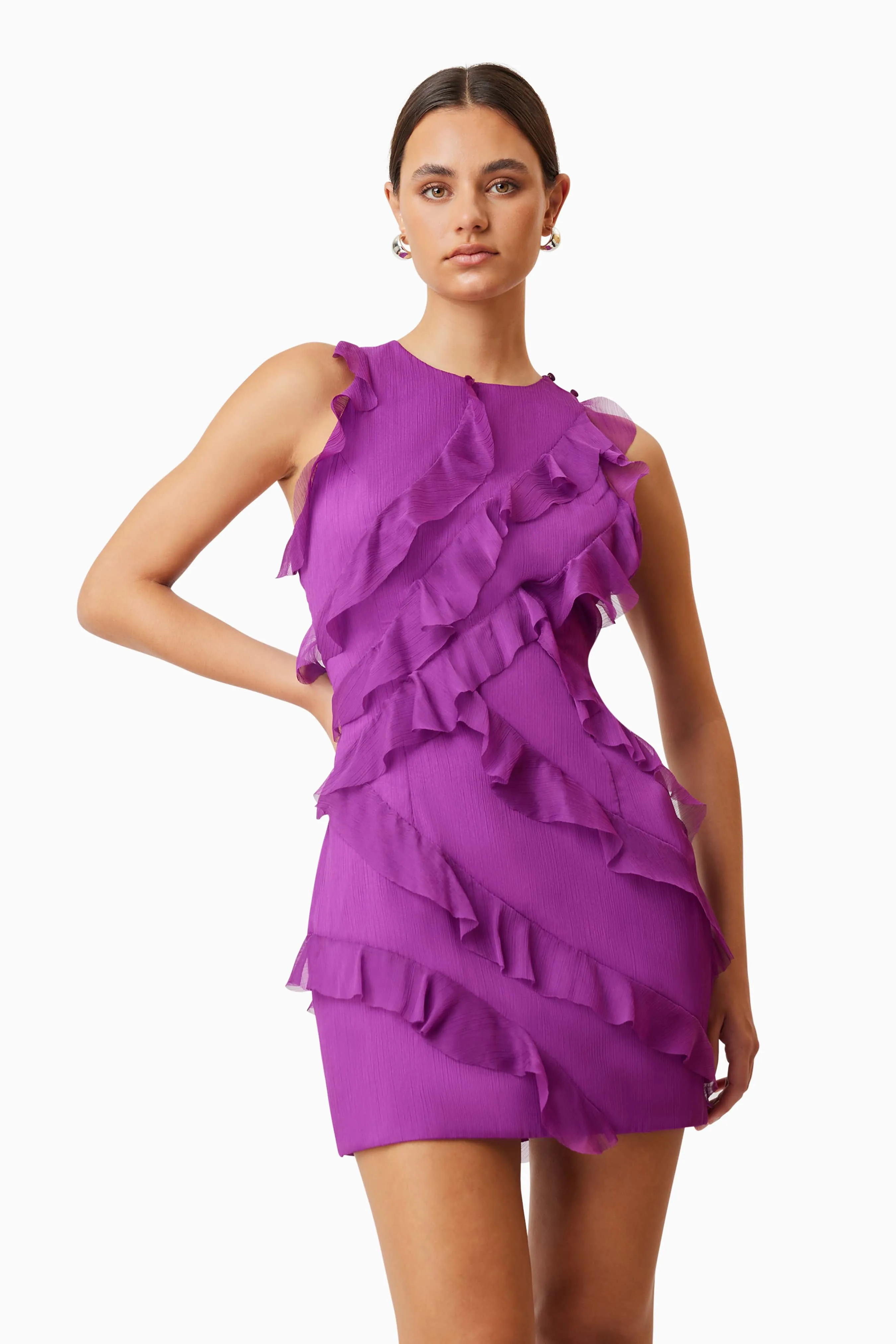 Mia Sheer Party Mini Dress In Purple sold by Elliatt product image thumbnail 5